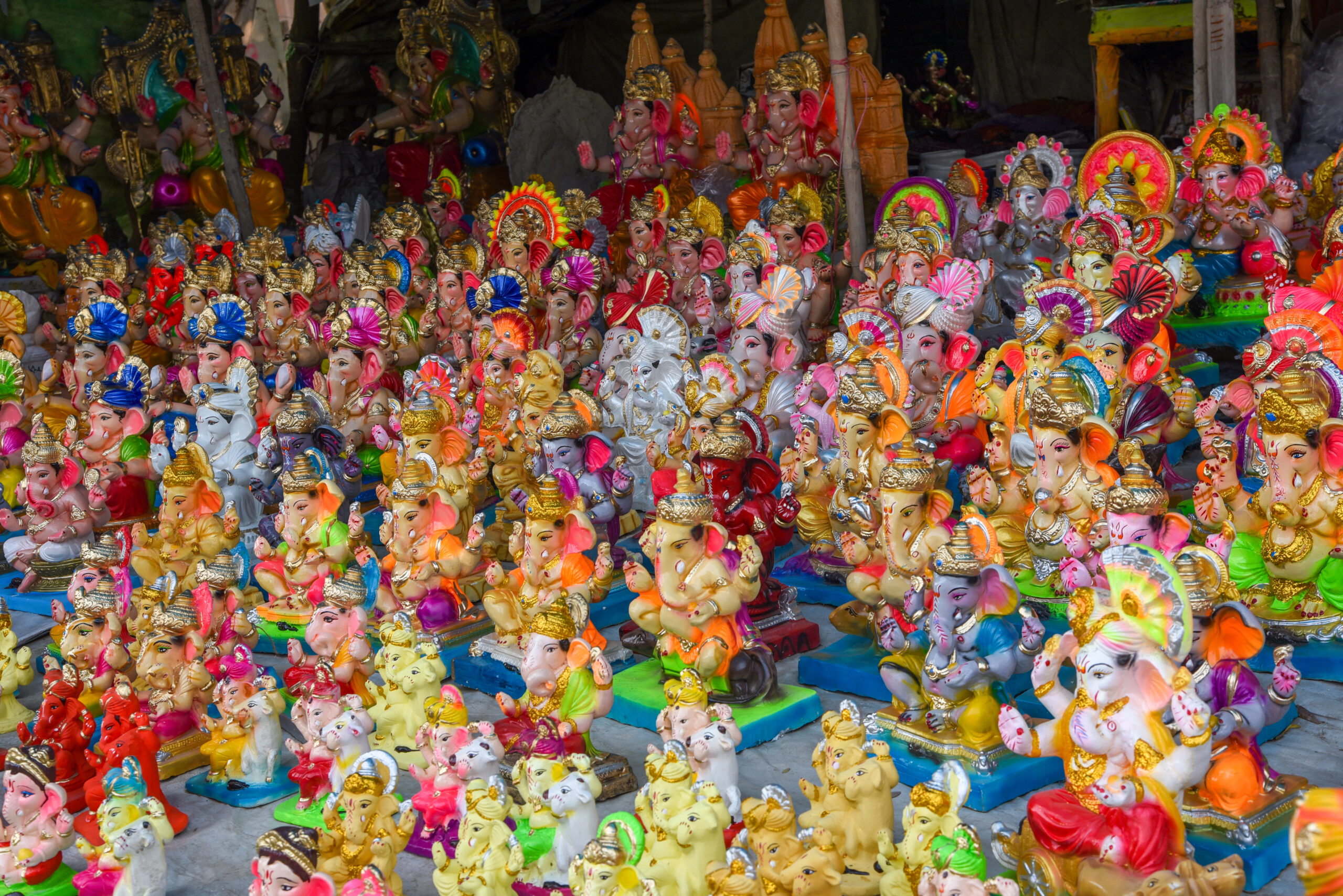 Patna: Lord Ganesha idols are displayed for sale at a shop ahead of Ganesh Chaturthi festival in Patna on Sunday, September 13, 2026. (Photo: IANS)
