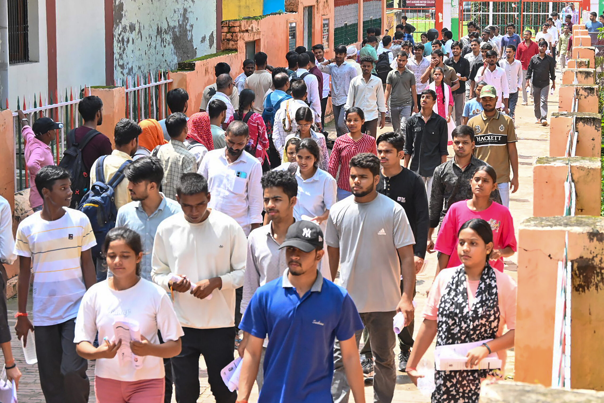 Varanasi: Candidates Undergo Security Checks for NDA Exam #Gallery Varanasi: Candidates Undergo Security Checks for NDA Exam #Gallery