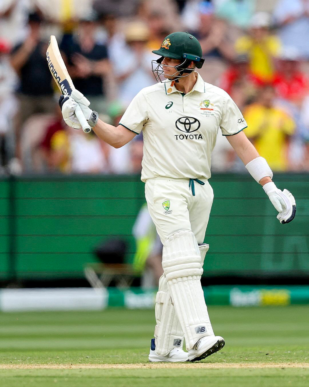Melbourne: Australia's Steve Smith celebrates after scoring half-century during the first day of the fourth cricket test between Australia and India at the Melbourne Cricket Ground, Melbourne, Australia, Thursday, Dec. 26, 2024. (Photo: IANS/Cricket Australia)