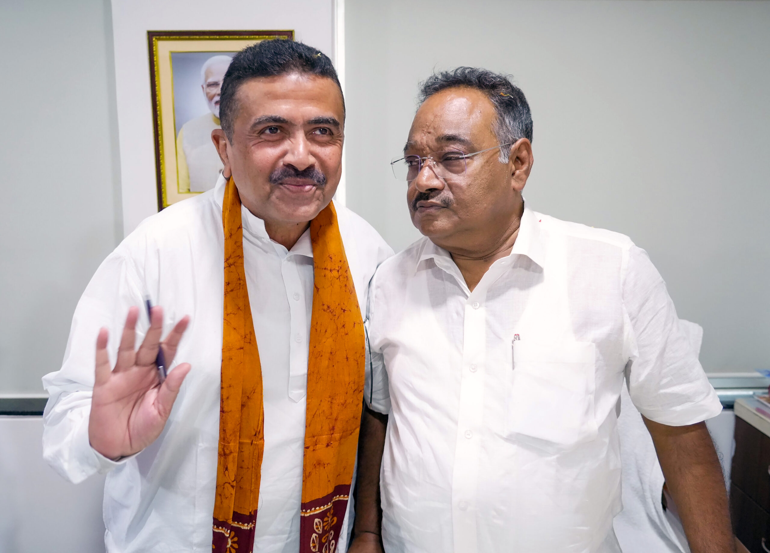 Kolkata: West Bengal Chief Minister Suvendu Adhikari and BJP state president Samik Bhattacharya at the BJP West Bengal office in Salt Lake, Kolkata on Monday, May 11, 2026. (Photo: IANS/X/@BJP4Bengal)
