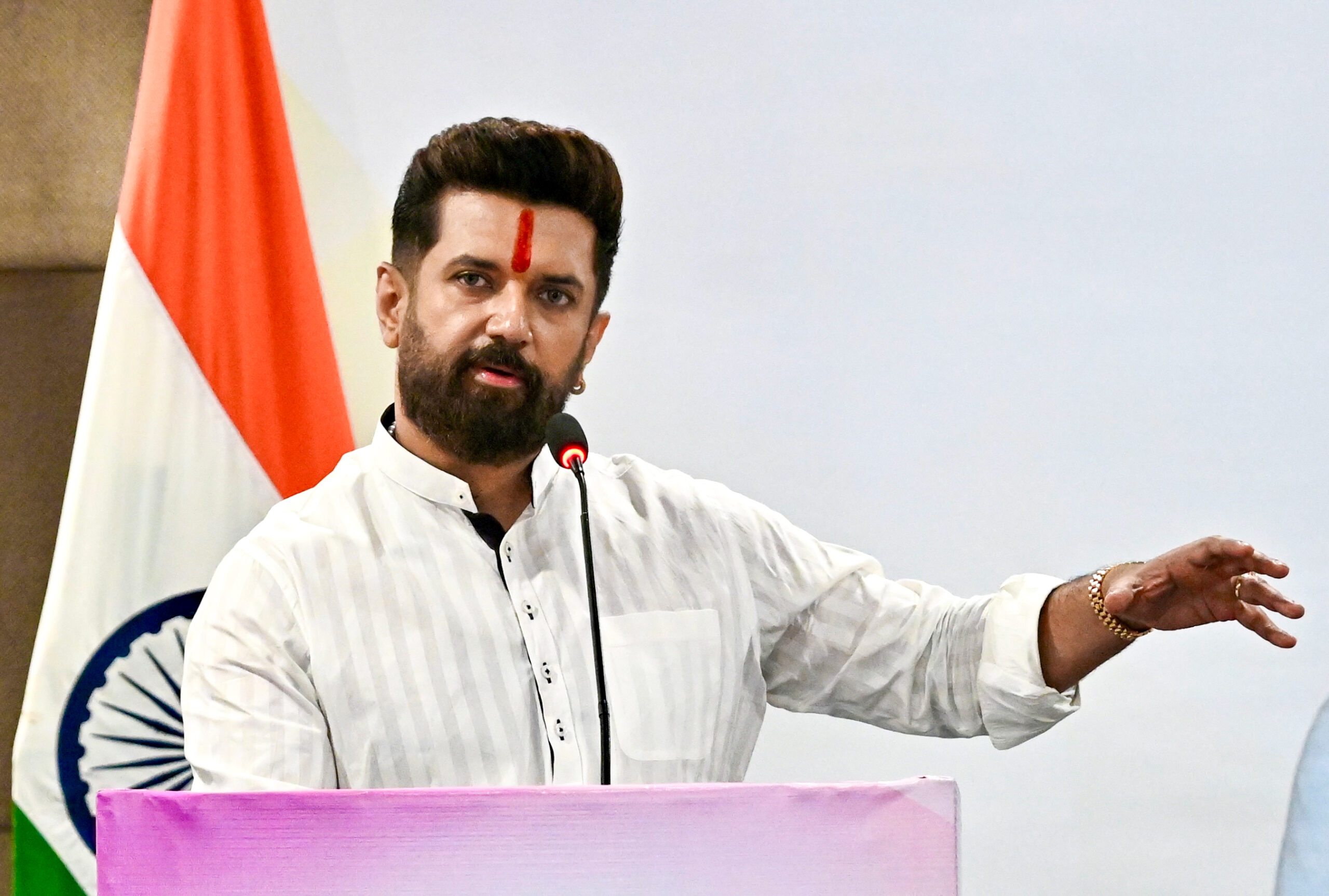 New Delhi: Union Minister for Food Processing Industries Chirag Paswan addresses the celebration marking the sanction of the 2 lakh loan under the Pradhan Mantri Formalisation of Micro Food Processing Enterprises (PMFME) Scheme at Vanijya Bhawan in New Delhi on Saturday, July 11, 2026. (Photo: IANS/Deepak Kumar)