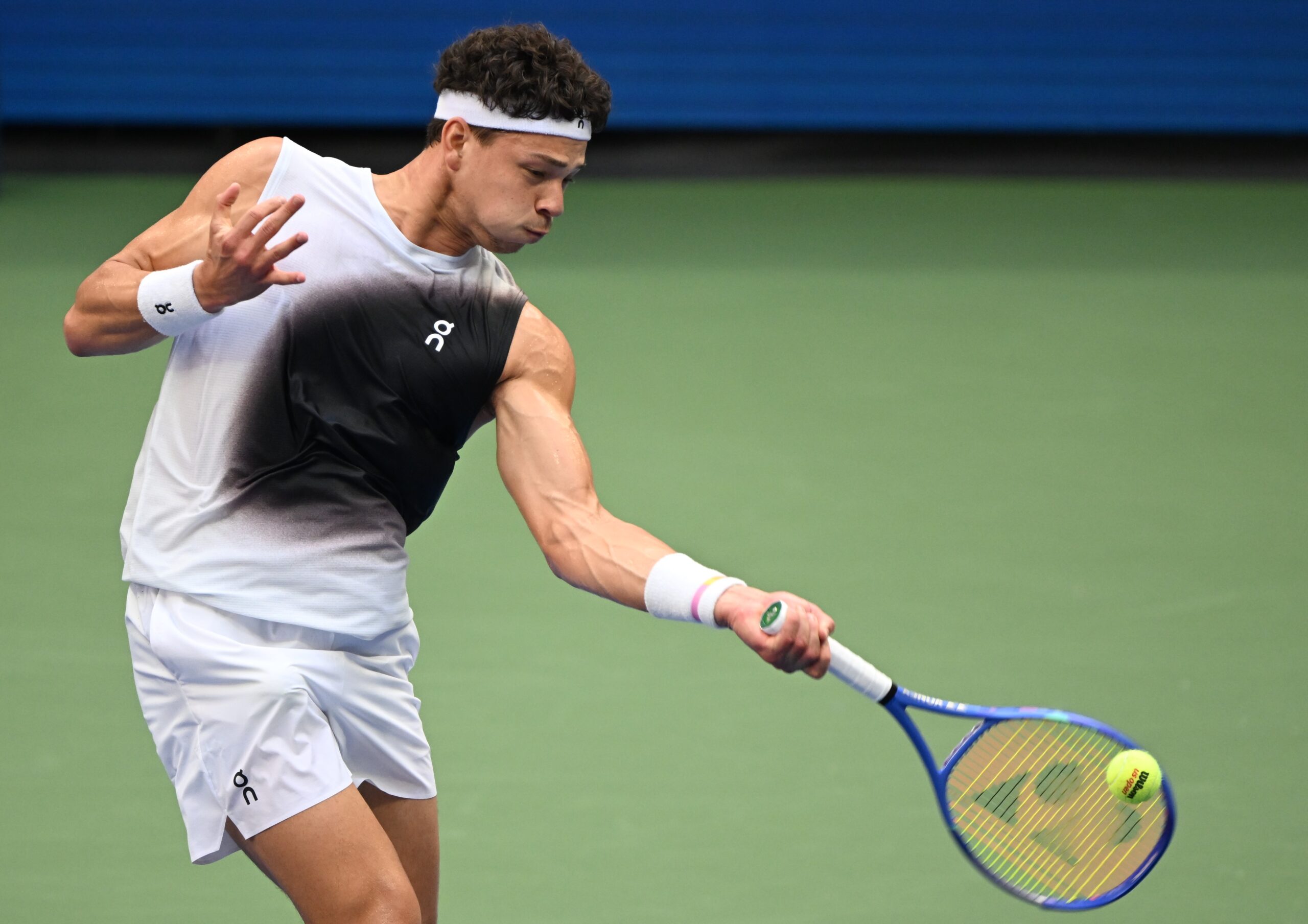 New York: Ben Shelton hits a return during the men's singles final match between Alexander Zverev of Germany and Ben Shelton of the United States at the 2026 US Open tennis championships in New York, the United States, Sept. 13, 2026. (Photo: Xinhua via IANS)