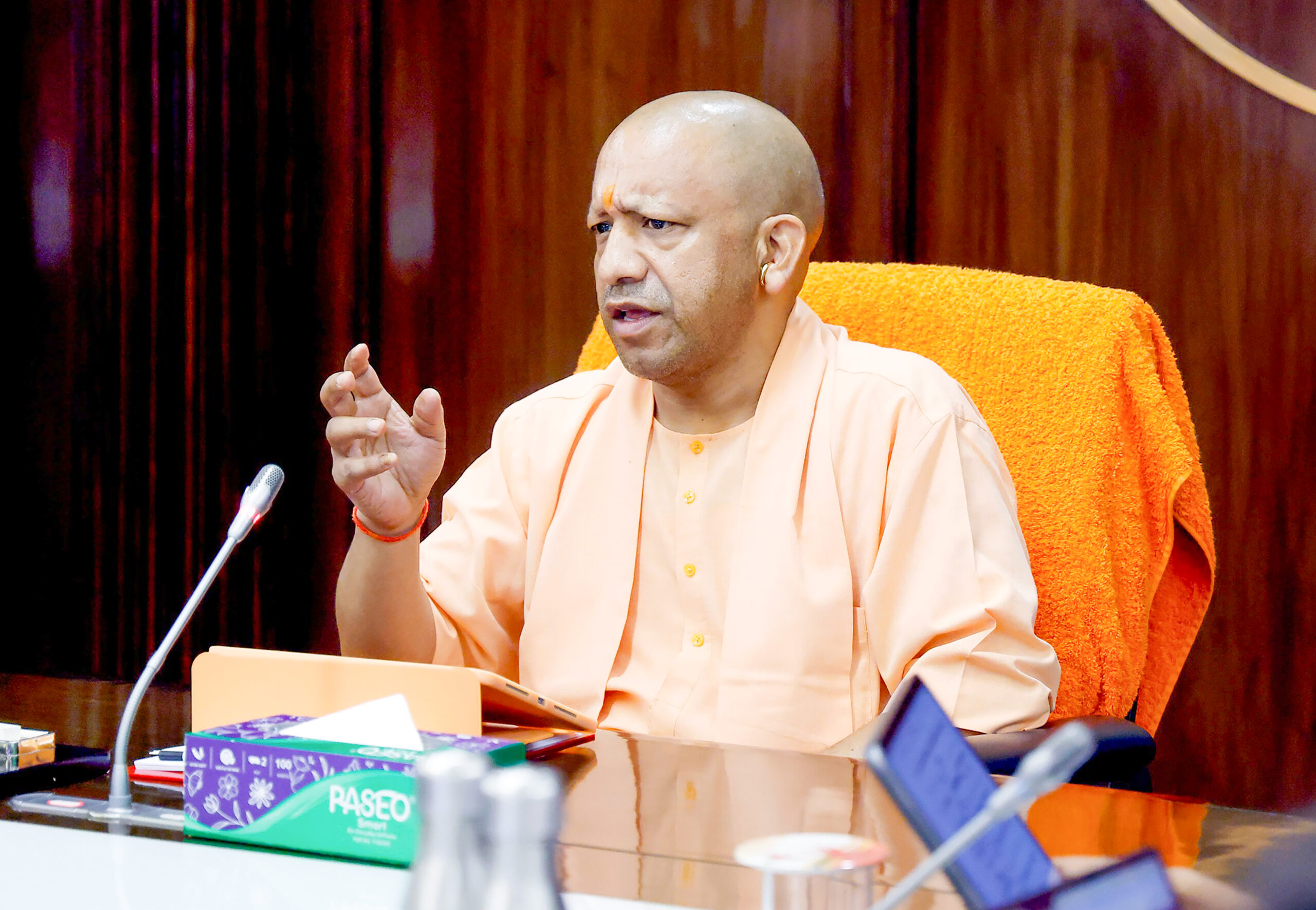 Lucknow: Uttar Pradesh Chief Minister Yogi Adityanath chairs the cabinet meeting at Lok Bhawan in Lucknow on Tuesday, September 02, 2025. (Photo: IANS/CMO)