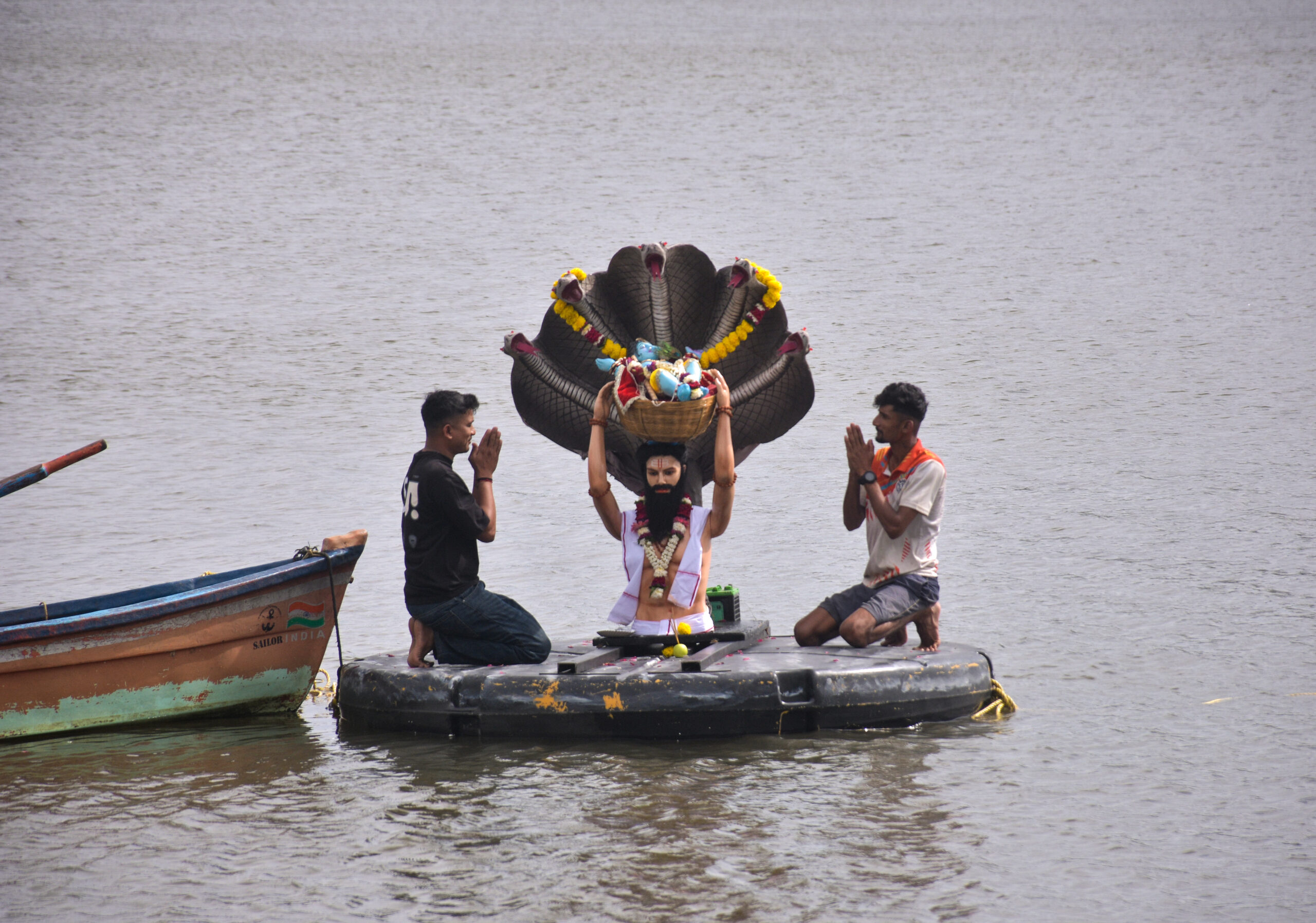 Surat: Pandal set up on boat #Gallery Surat: Pandal set up on boat #Gallery