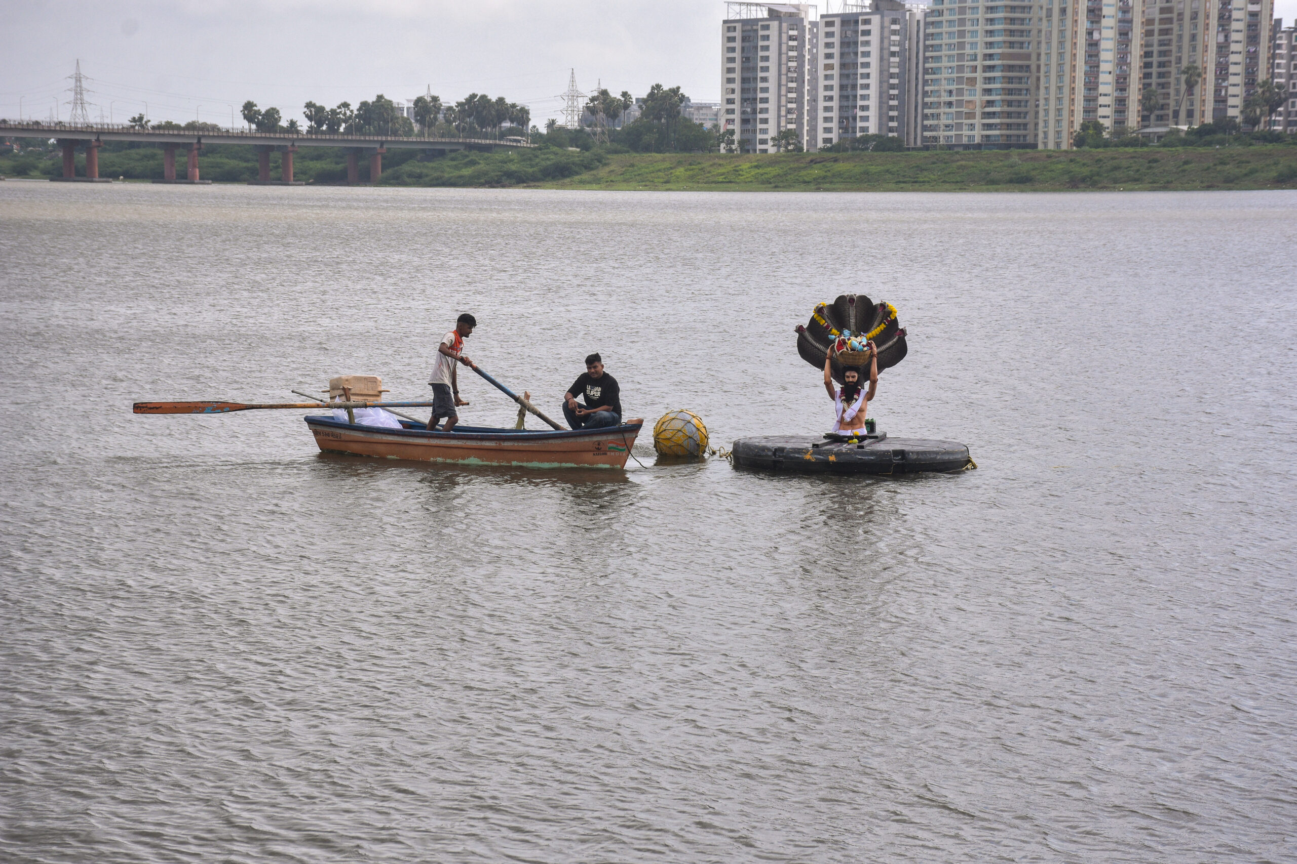 Surat: Pandal set up on boat #Gallery Surat: Pandal set up on boat #Gallery