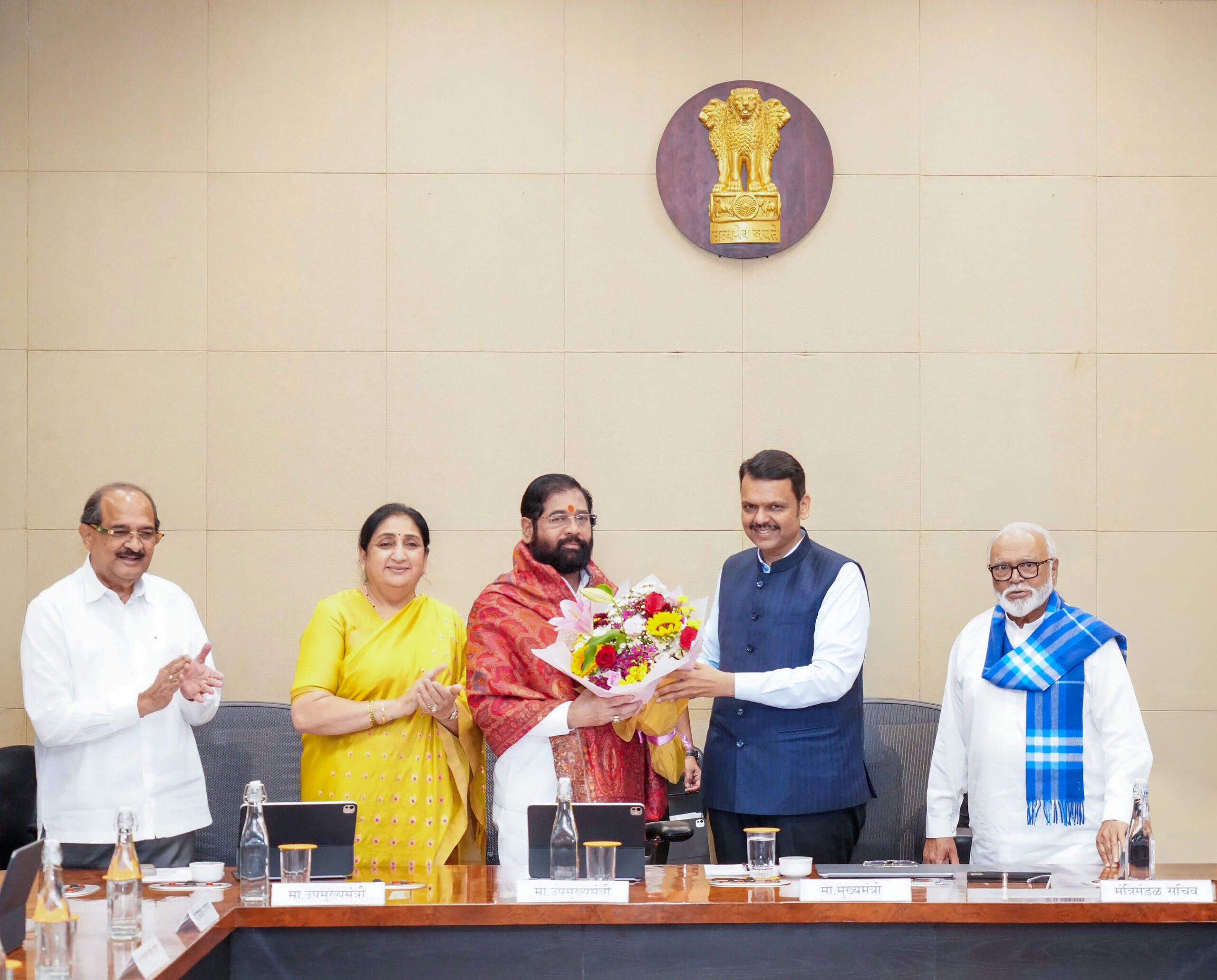 CM Fadnavis Honours Eknath Shinde in Mumbai #Gallery CM Fadnavis Honours Eknath Shinde in Mumbai #Gallery