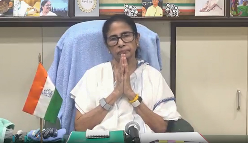 Kolkata: Trinamool Congress chairperson Mamata Banerjee delivers a video message on Monday, August 24, 2026. (Photo: IANS/Video Grab)