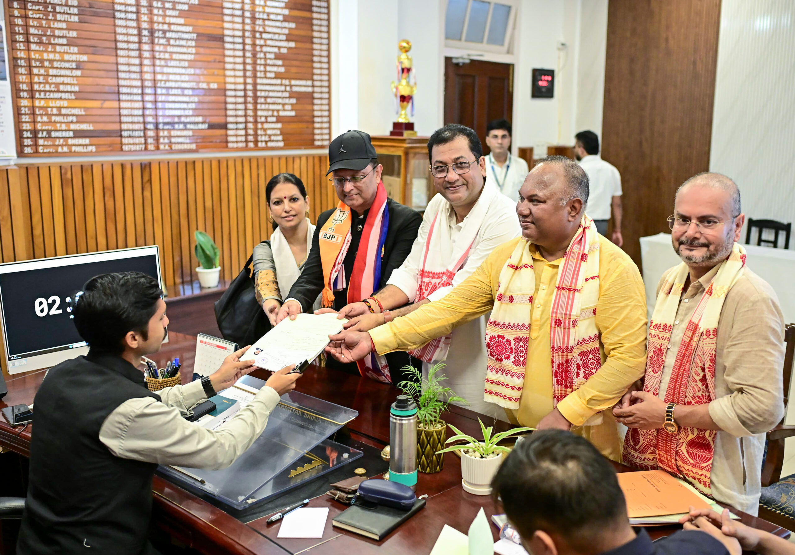 Nagaon: BJP candidate Devasish Sharma files his nomination papers for the Nagaon Lok Sabha bypoll, in Nagaon district, Assam, on Wednesday, September 16, 2026. (Photo: IANS)