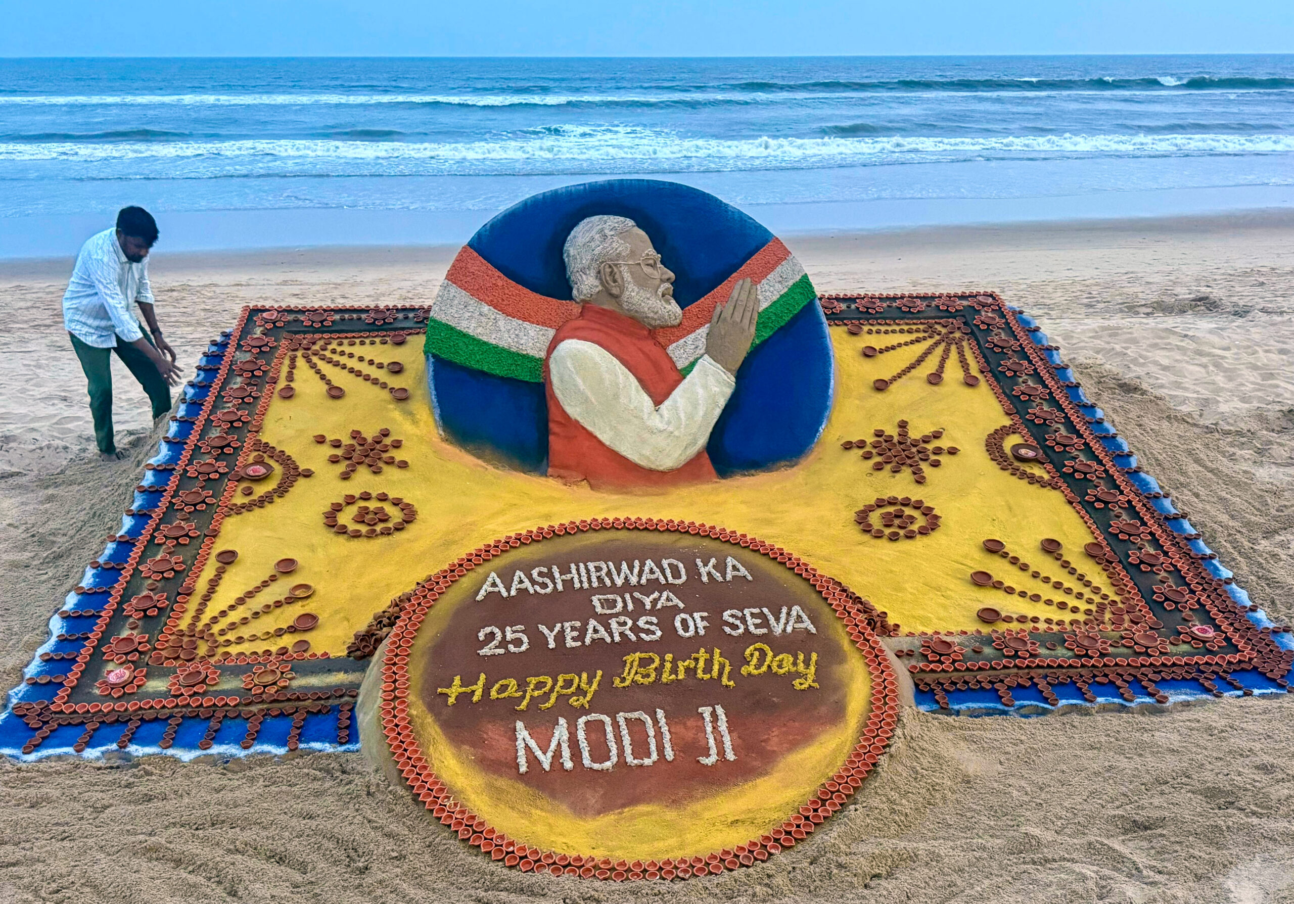 Puri: Sand sculpture for PM Modi’s birthday #Gallery Puri: Sand sculpture for PM Modi’s birthday #Gallery