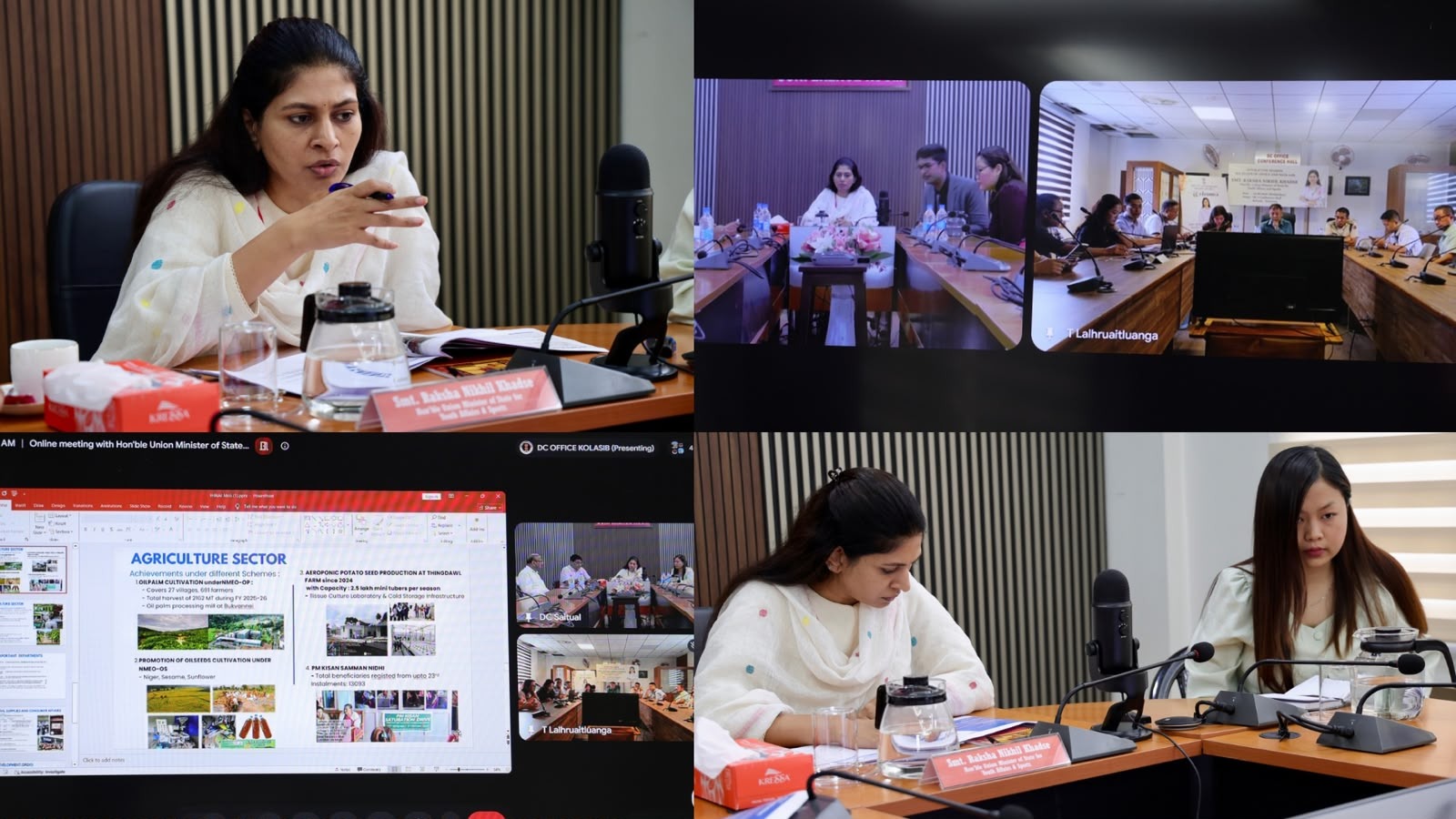Union MoS Raksha Khadse chairs district review meetings in Saitual and Kolasib Union MoS Raksha Khadse chairs district review meetings in Saitual and Kolasib