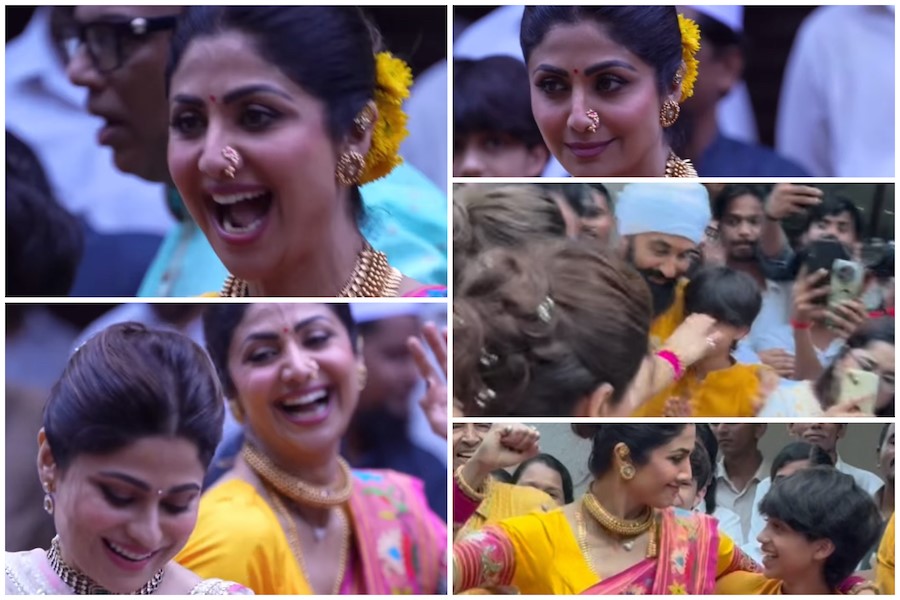 Shilpa Shetty Dances To Dhol Beats With Family At Eco Friendly Ganpati Visarjan Shilpa Shetty Dances To Dhol Beats With Family At Eco Friendly Ganpati Visarjan