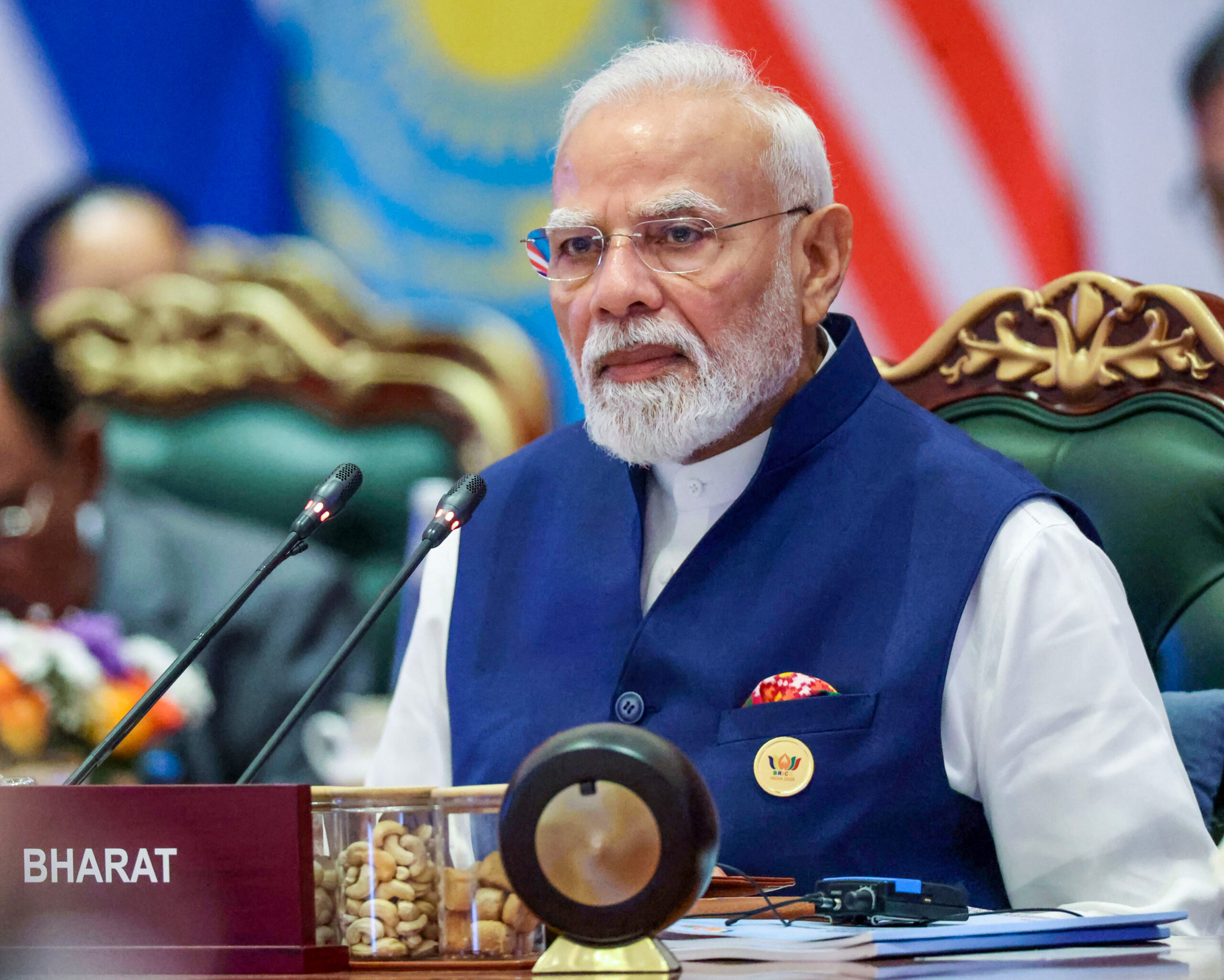 New Delhi: Prime Minister Narendra Modi delivers welcome remarks during a session at the 18th BRICS Summit at Bharat Mandapam in New Delhi on Sunday, September 13, 2026. (Photo: IANS/PMO)