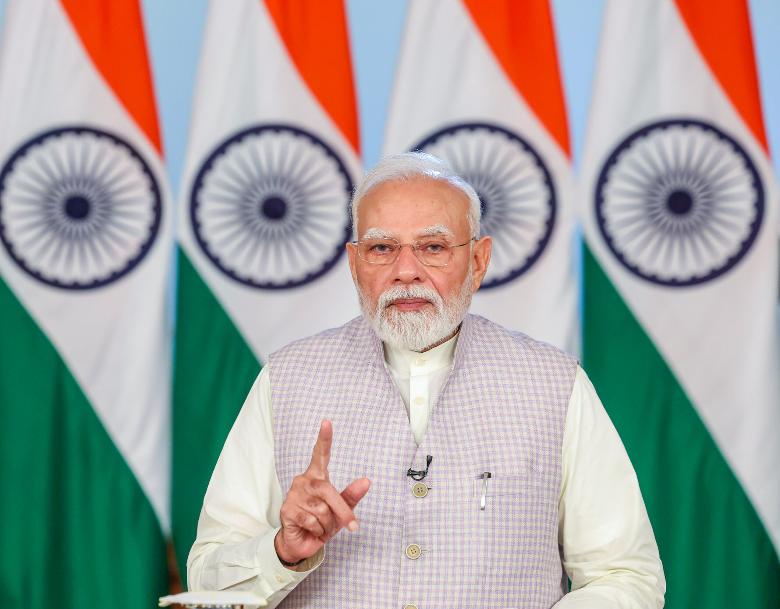 New Delhi: Prime Minister Narendra Modi addresses an event on the Annapurna Yojana instalment for women in West Bengal via video conferencing from New Delhi on Thursday, September 17, 2026. (Photo: IANS/PMO)
