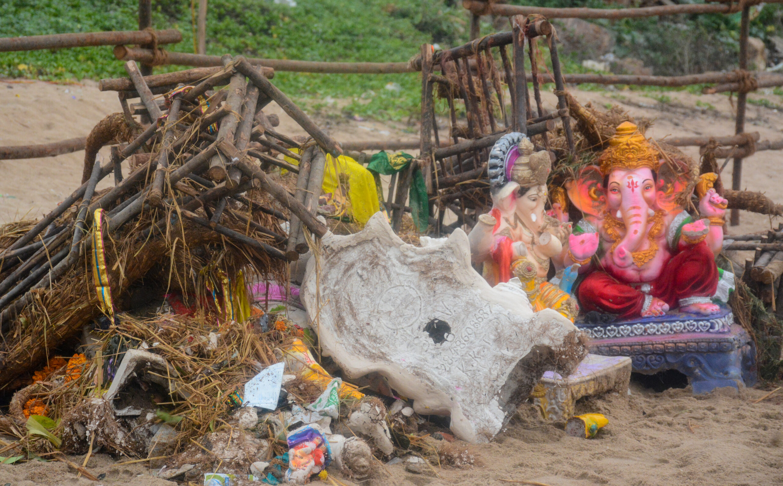 Visakhapatnam: Ganesha idols and immersion waste litter beach #Gallery Visakhapatnam: Ganesha idols and immersion waste litter beach #Gallery