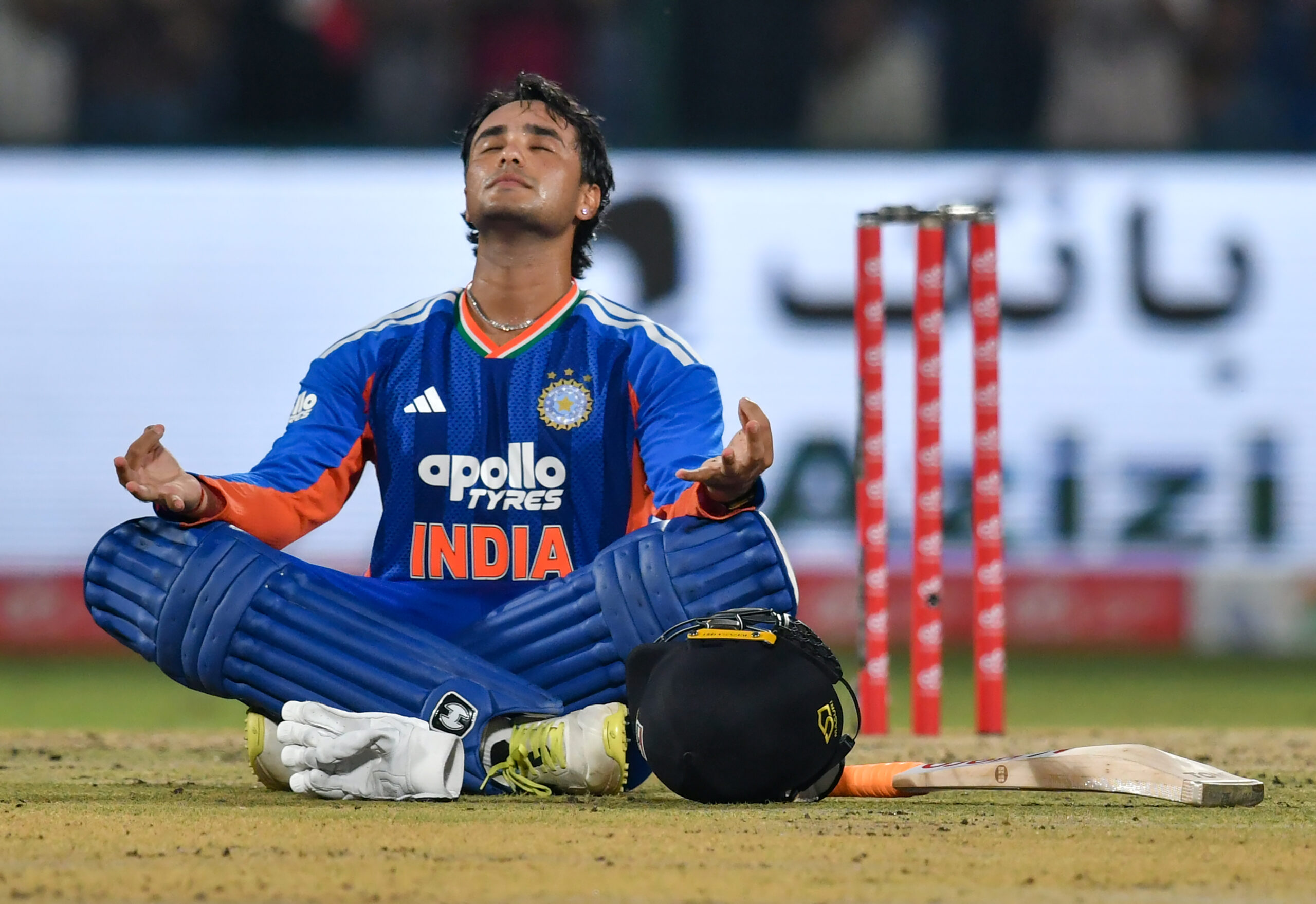 New Delhi: India's Abhishek Sharma celebrates his century during the third T20I match between India and Afghanistan at Arun Jaitley Stadium in New Delhi on Thursday, September 17, 2026. (Photo: IANS/Kamal Kishore)