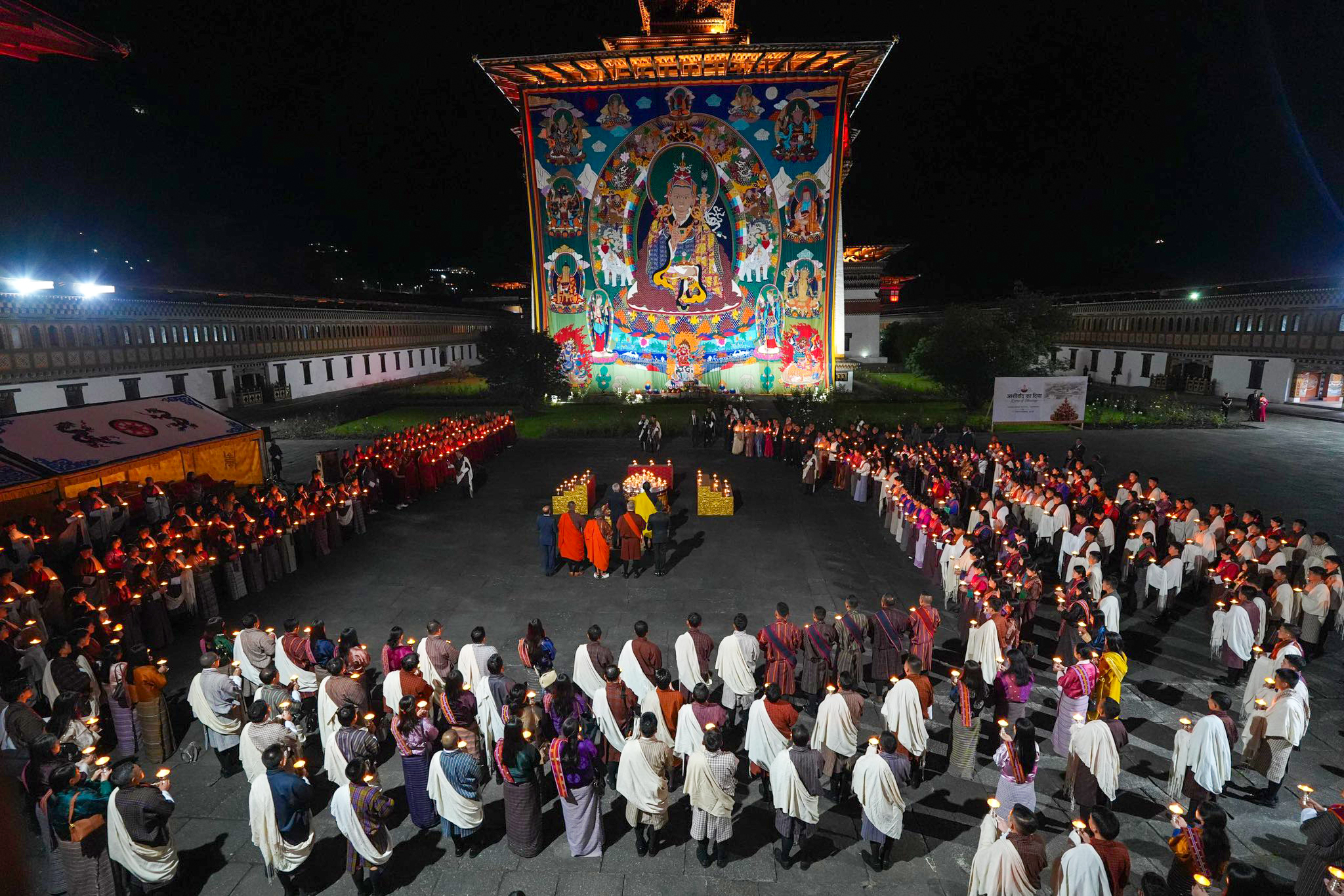 Thimphu: ‘Aashirvaad Ka Diya’ lit at Tashichho Dzong on PM Modi’s birthday #Gallery Thimphu: ‘Aashirvaad Ka Diya’ lit at Tashichho Dzong on PM Modi’s birthday #Gallery