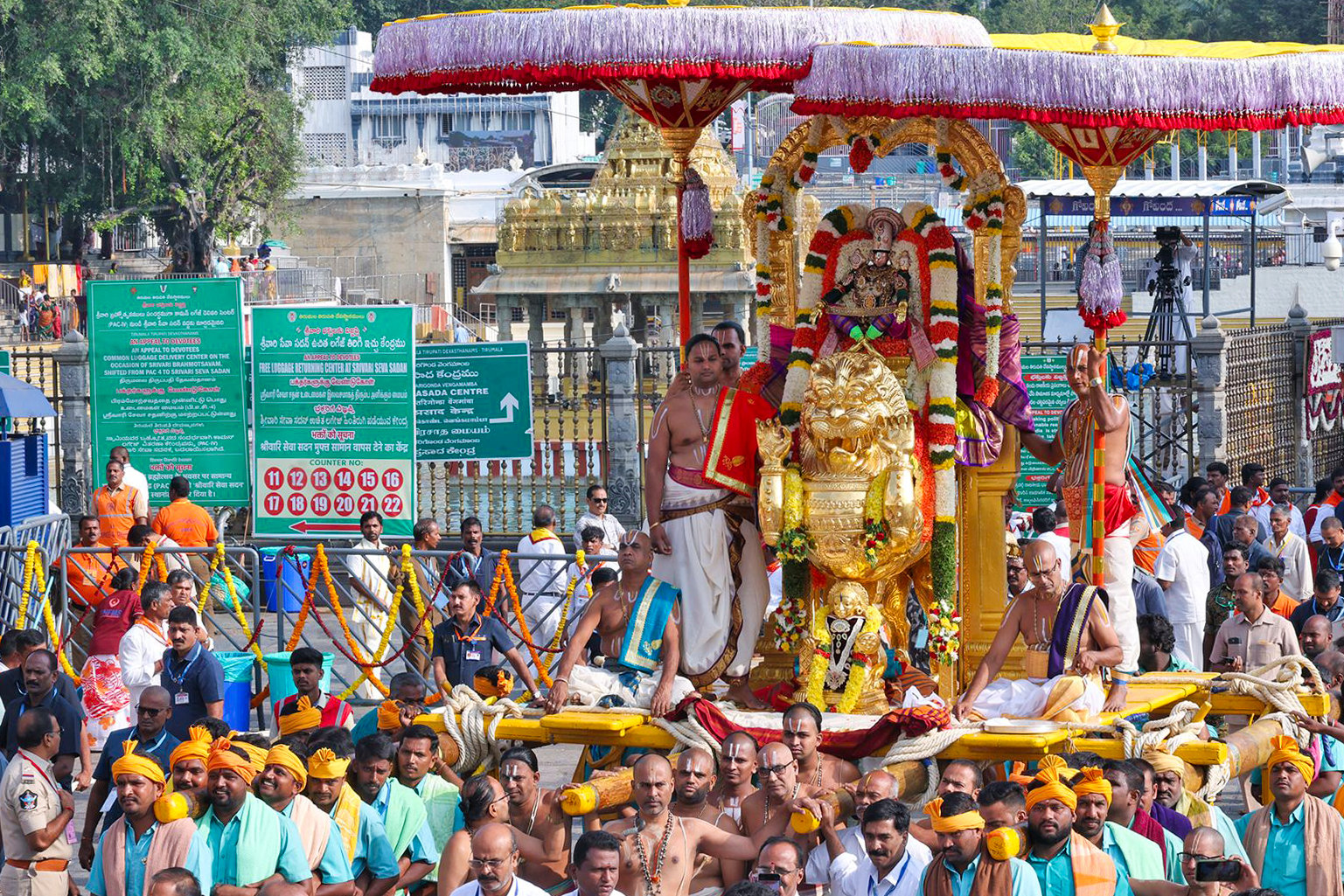 Tirumala: Devotees carry deities during Simhavahana procession #Gallery Tirumala: Devotees carry deities during Simhavahana procession #Gallery