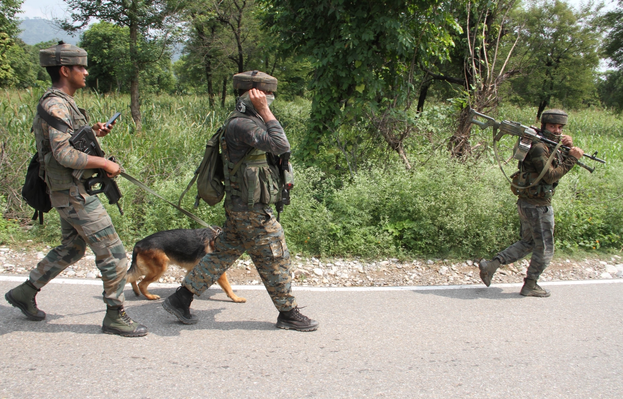 Reasi: Security personnel conduct search operations after one of the three militants who had fired at two persons on the Jammu-Srinagar highway in Udhampur district before escaping, was killed, in Jammu and Kashmir's Reasi district on Sept 13, 2018. According to a police officer, three security men were also injured as a gunfight erupted in the Kakriyal area with the holed up militants who were tracked down to a house in Reasi district. (Photo: IANS)