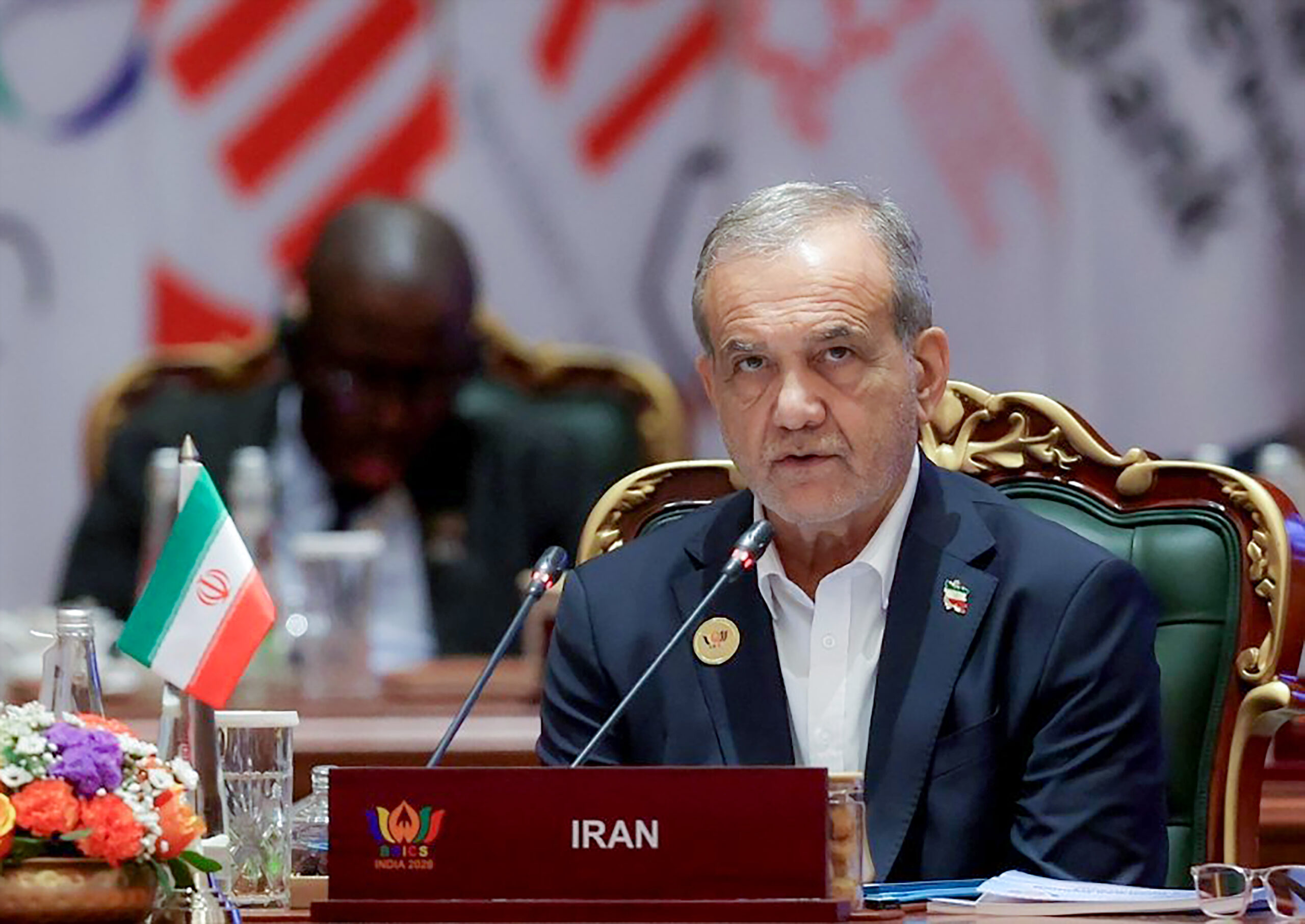New Delhi: Iranian President Masoud Pezeshkian attends the 18th BRICS Summit at Bharat Mandapam in New Delhi on Sunday, September 13, 2026. (Photo: IANS/X/@drpezeshkian2)