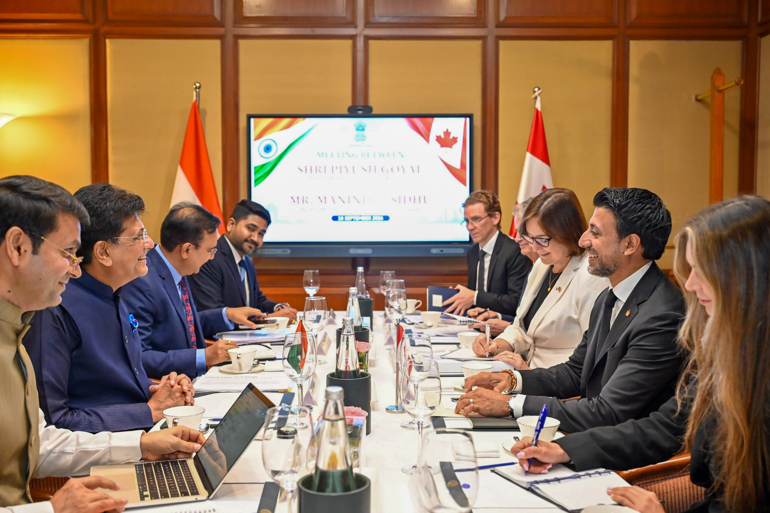 New Delhi: Union Minister for Commerce and Industry Piyush Goyal meets Canadas Minister of International Trade Maninder Sidhu to discuss advancing negotiations for the India-Canada Comprehensive Economic Partnership Agreement (CEPA) in New Delhi on Friday, September 18, 2026.  (Photo: IANS/X/@PiyushGoyal)