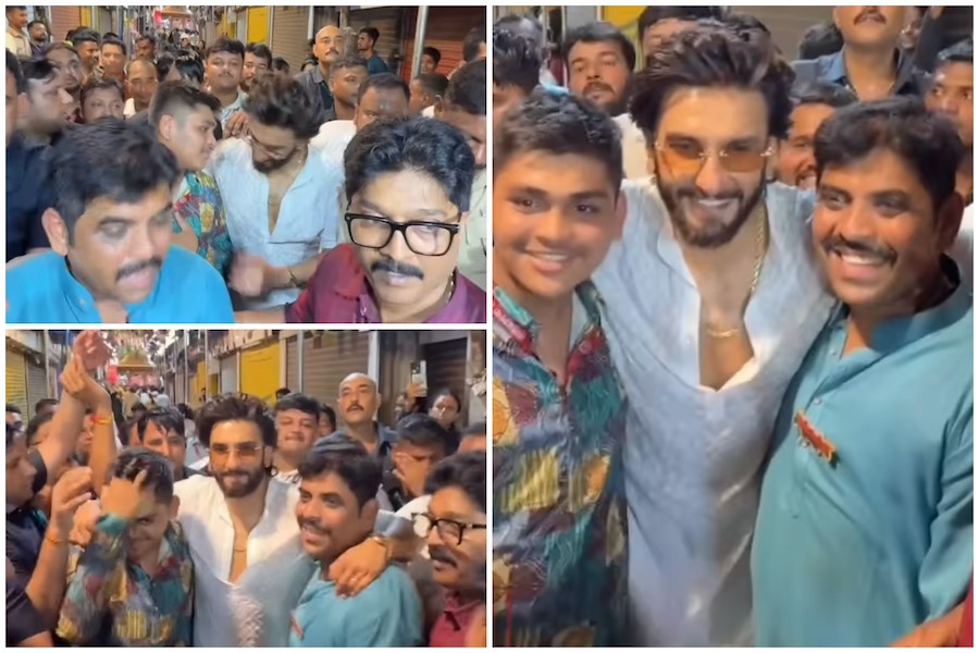 Ranveer Singh Seeks Lord Ganesha's Blessings at Lalbaugcha Raja, Greets Fans in Traditional Look Ranveer Singh Seeks Lord Ganesha's Blessings at Lalbaugcha Raja, Greets Fans in Traditional Look
