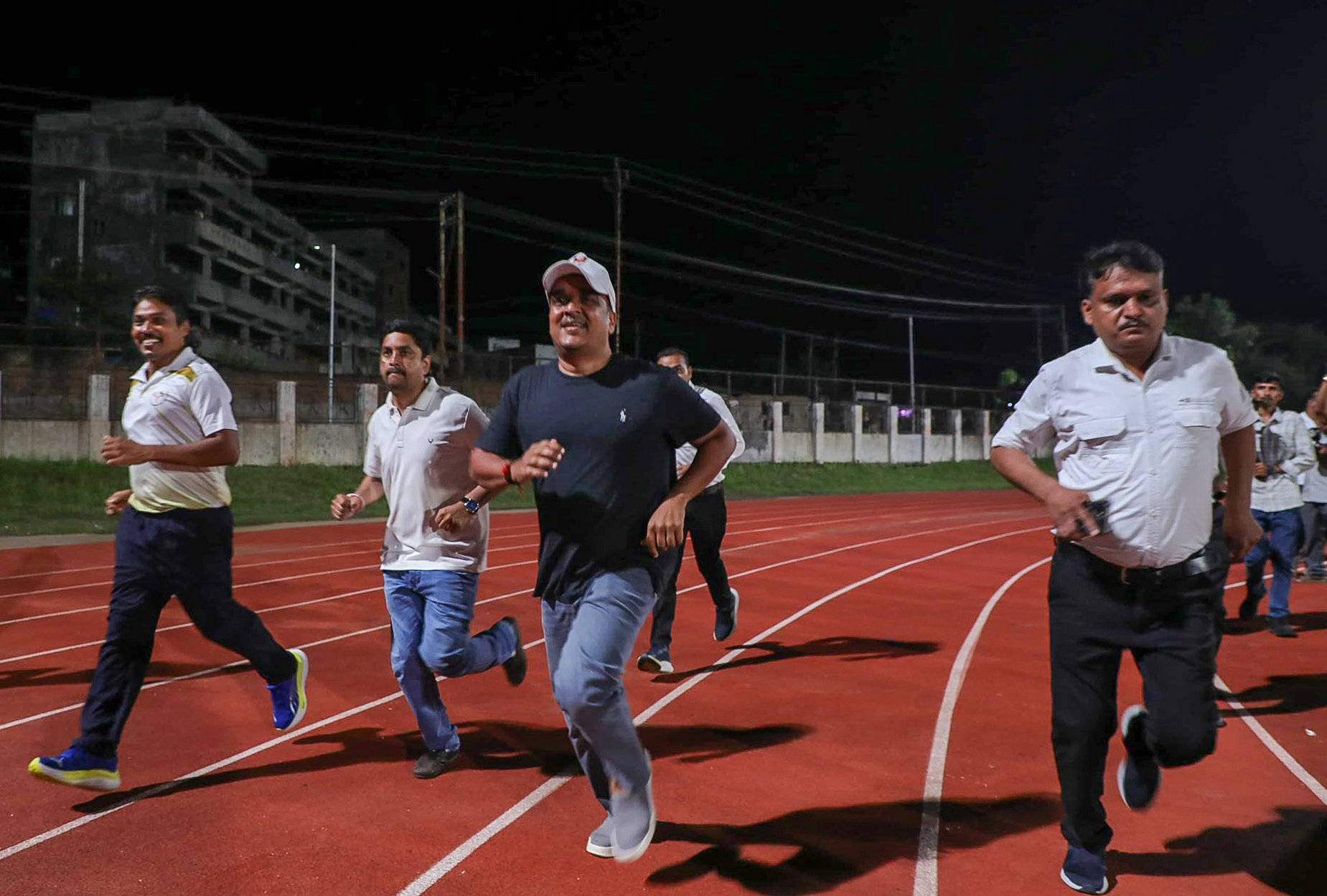Dahod: Gujarat Deputy Chief Minister Harsh Sanghavi takes part in a sporting activity at the Dahod Sports Complex in Dahod on Saturday, September 19, 2026. (Photo: IANS/X/@sanghaviharsh)