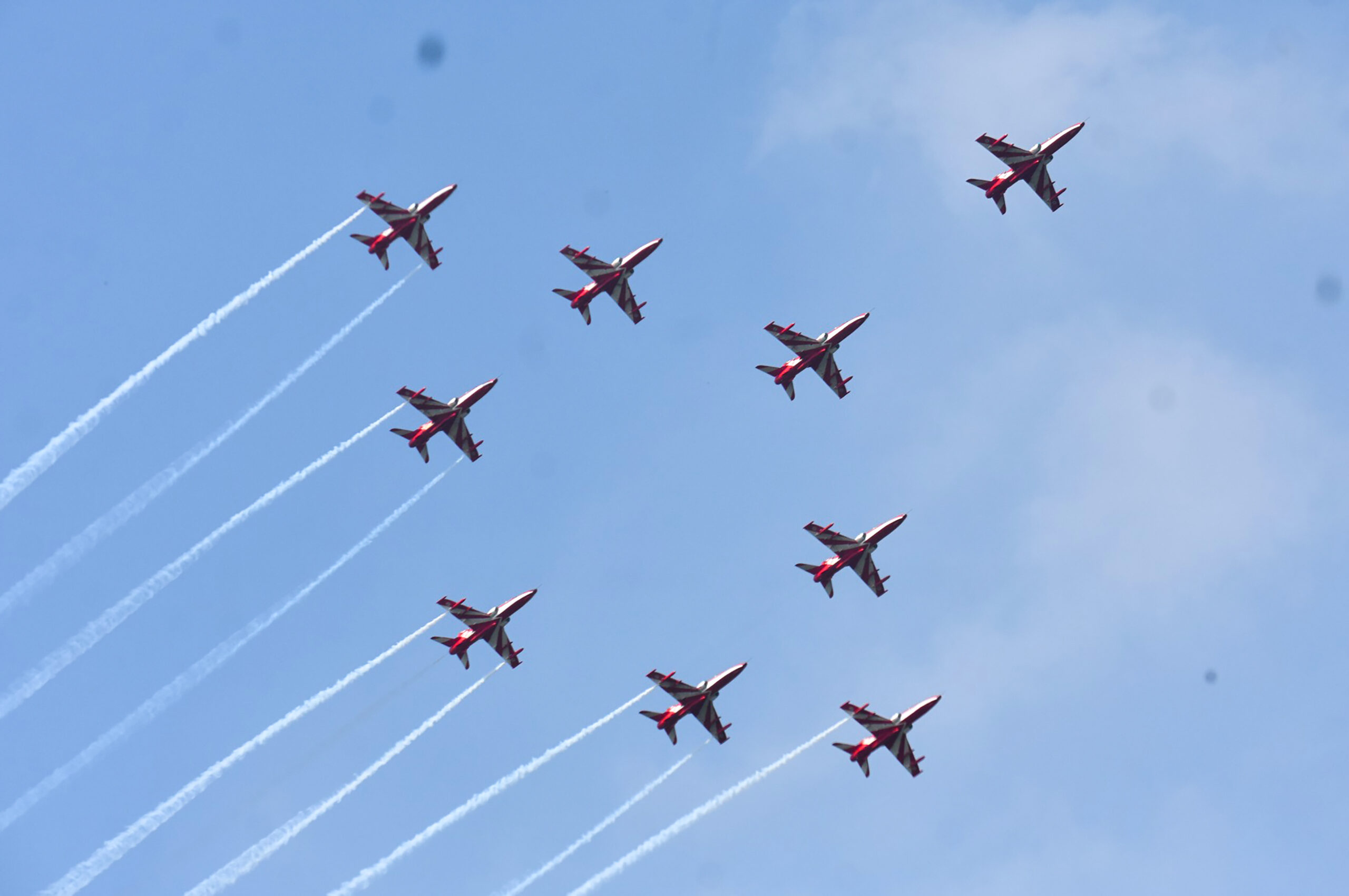 Meerut: Suryakiran Aerobatic Team performs aerial manoeuvres during air show #Gallery Meerut: Suryakiran Aerobatic Team performs aerial manoeuvres during air show #Gallery