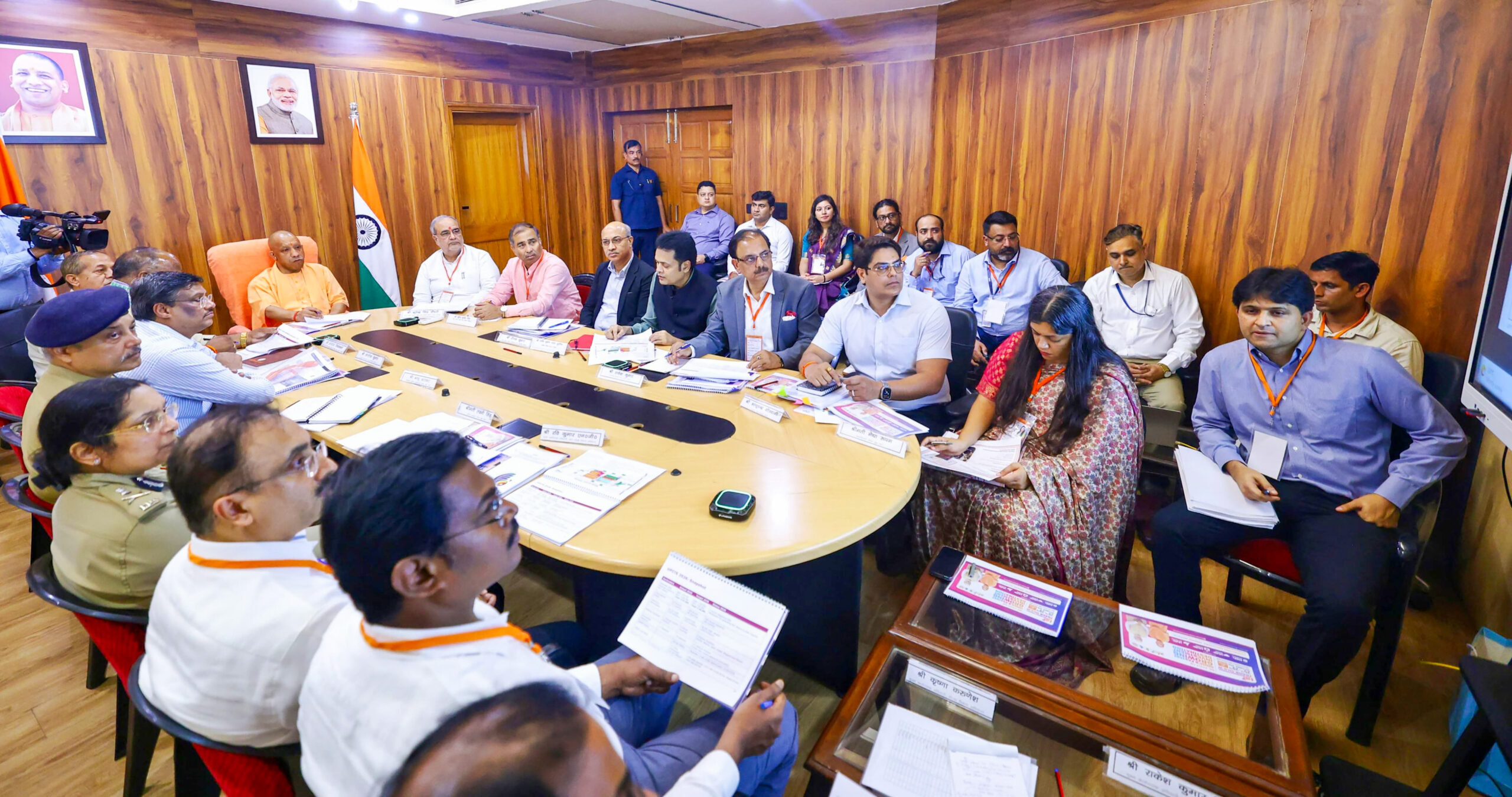 Greater Noida: Uttar Pradesh Chief Minister Yogi Adityanath reviews preparations for the Uttar Pradesh International Trade Show (UPITS)-2026, in Greater Noida, Gautam Buddh Nagar on Sunday, September 20, 2026. (Photo: IANS/X/@CMOfficeUP)