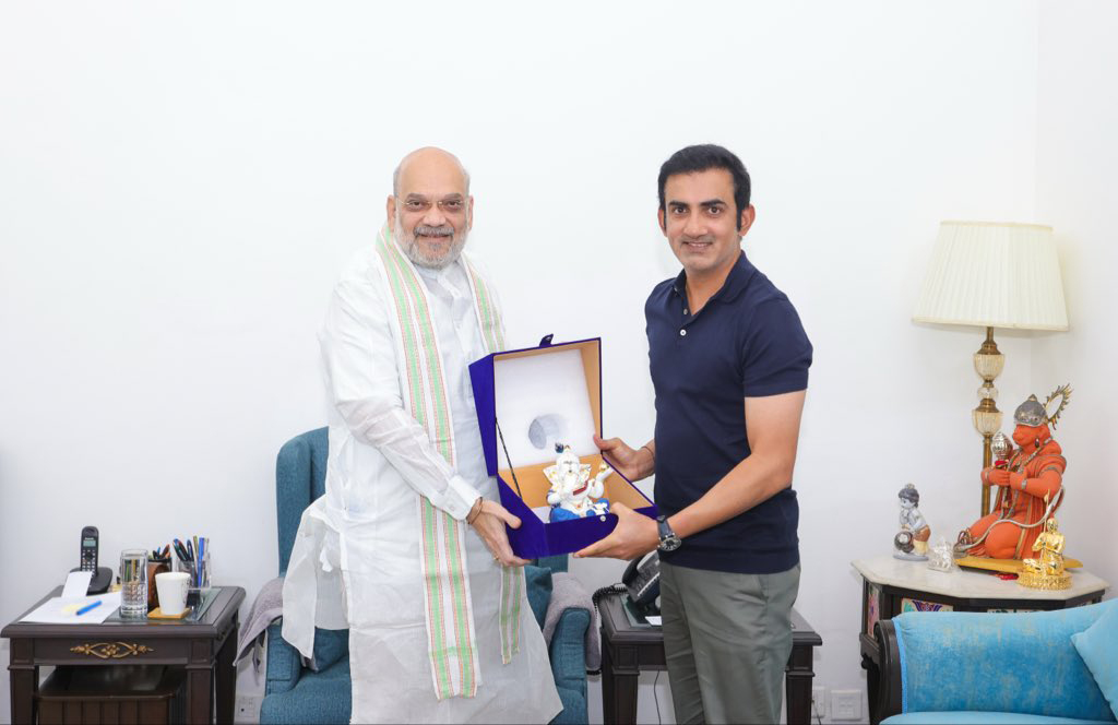 New Delhi: Union Home Minister Amit Shah meets Former Indian cricketer and head coach Gautam Gambhir in New Delhi on Monday, September 21, 2026. (Photo: IANS/X/@GautamGambhir)