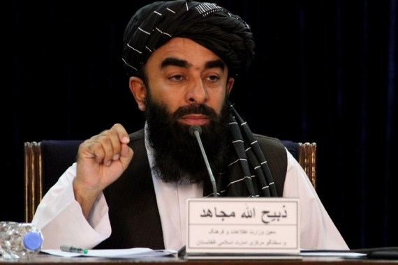 Taliban spokesman Zabihullah Mujahid speaks during a press briefing in Kabul, Afghanistan, on Nov. 10, 2021. (Photo by Saifurahman Safi/Xinhua/IANS)