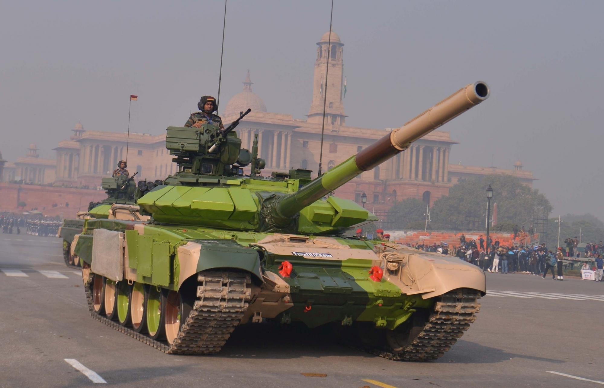 T-90 battle tanks during 2019 Republic Day rehearsals on Rajpath. (File Photo: IANS)