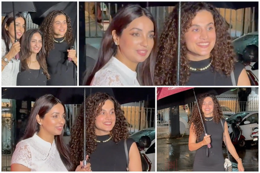 Taapsee Pannu, Kanika Dhillon Celebrate Gandhari Success Party in Mumbai Amid Heavy Rain