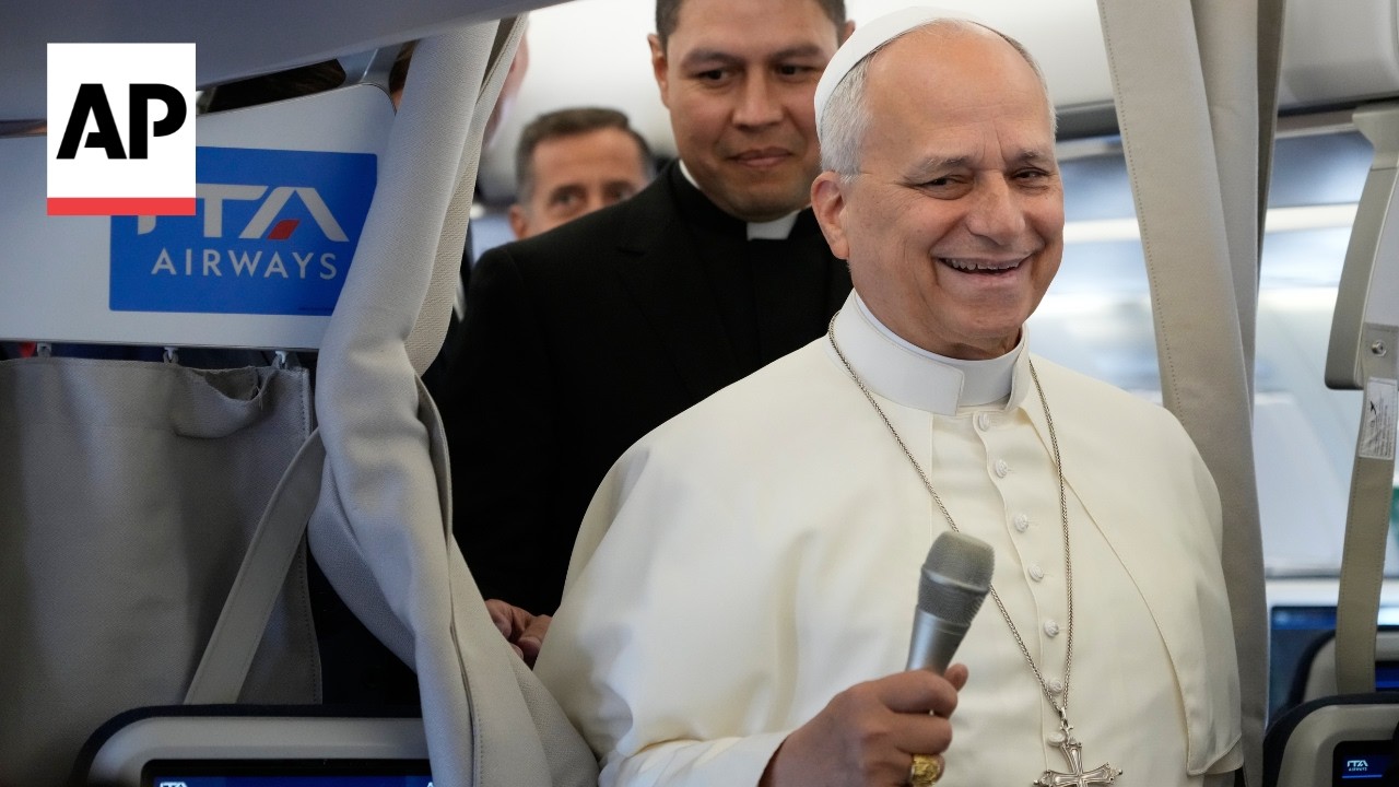 Pope Leo says he welcomes reporter coverage of trip (Video)