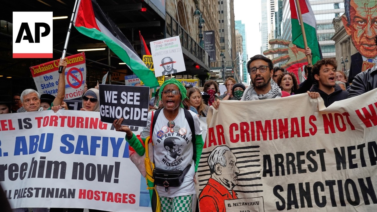 Netanyahu's appearance at UN General Assembly met by protests in New York (Video)