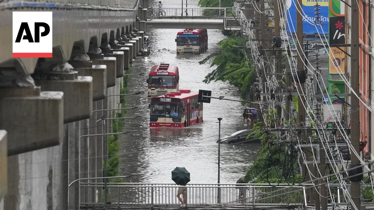 Parts of Bangkok remain flooded after days of rain (Video)