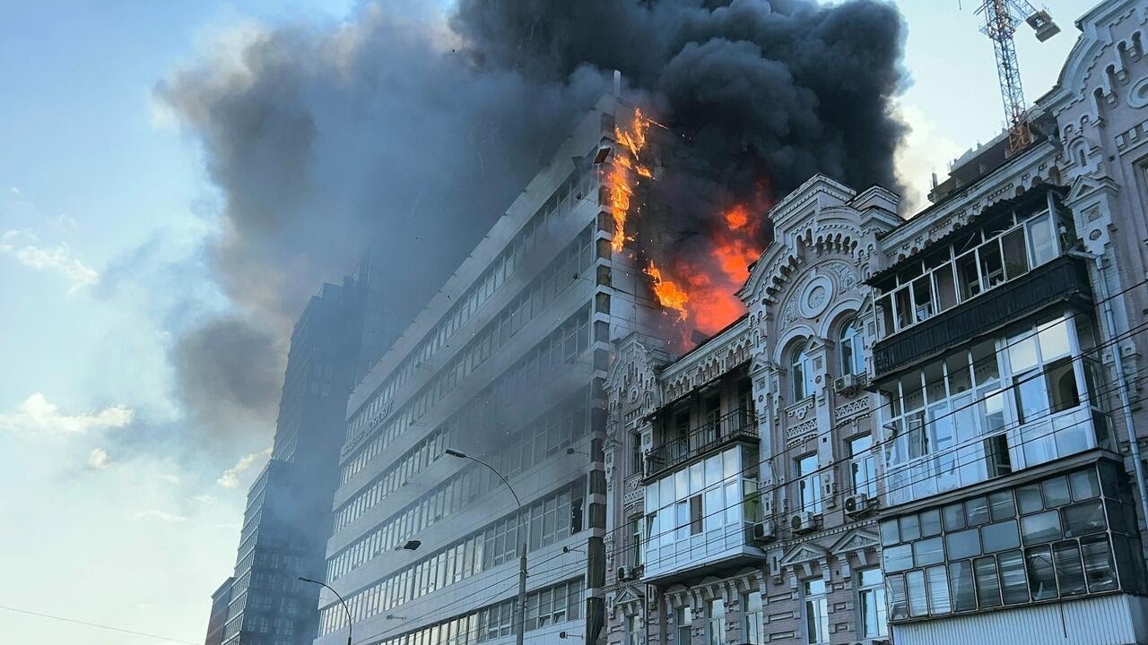 Russia blasts Ukraine with rare daytime drone strike (Video)