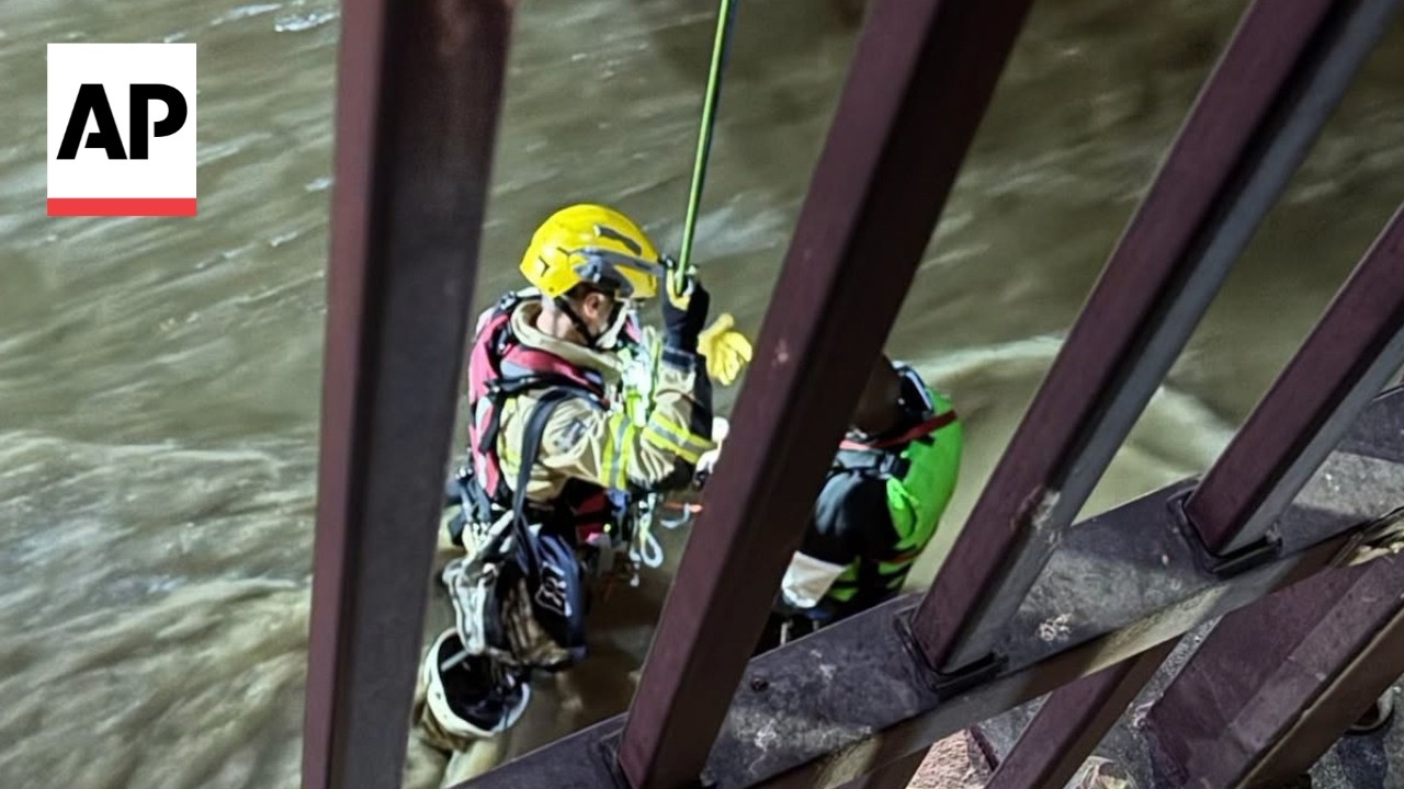 Firefighters rescue man who fell into Las Vegas drainage tunnel during storm (Video)