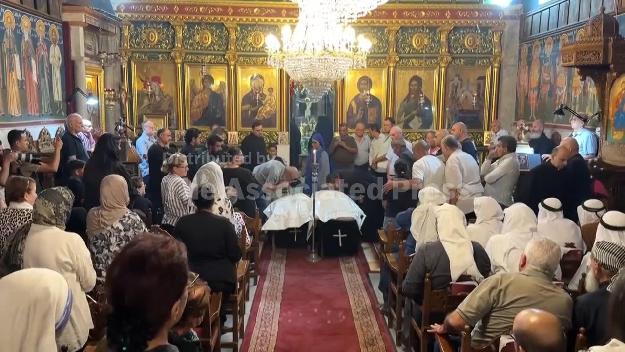 Funeral held in Gaza City for two Christian women killed by an Israeli strike (Video)