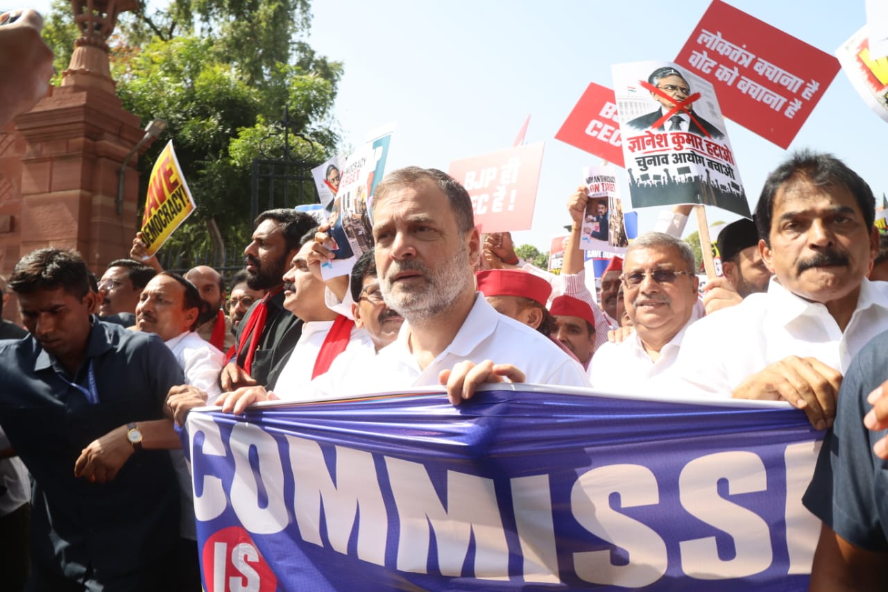 INDIA bloc begins protest march against ECI