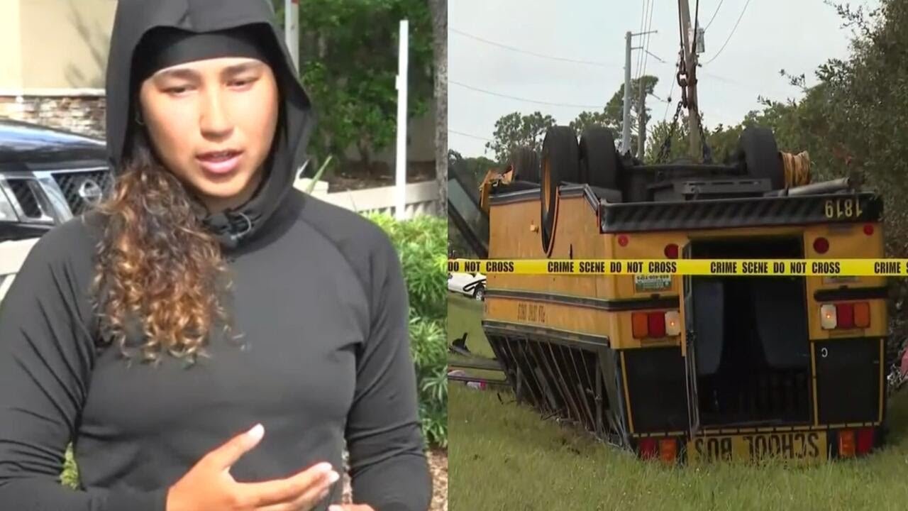 Witness speaks out after deadly school bus crash in Florida: "Luckily I had a first aid kit" (Video)