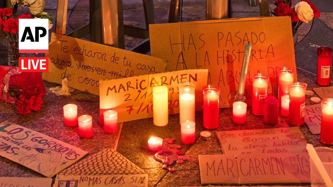 LIVE: Madrid protesters mourn Maricarmen after death of the 87-year-old whose eviction shook Spain (Video)