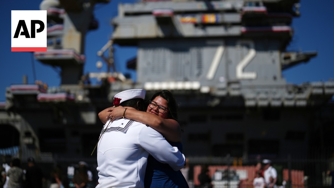 USS Abraham Lincoln returns home after a record-long deployment at sea (Video)