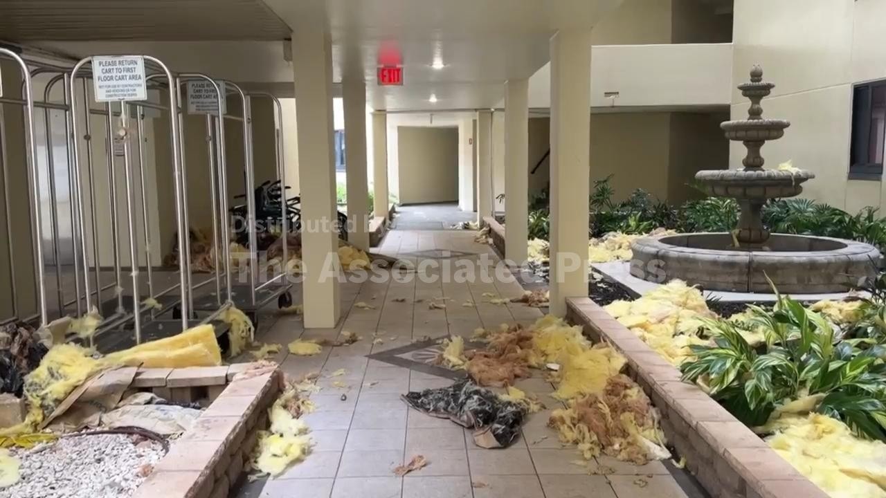 Damage to Florida buildings in the aftermath of Hurricane Isaias (Video)