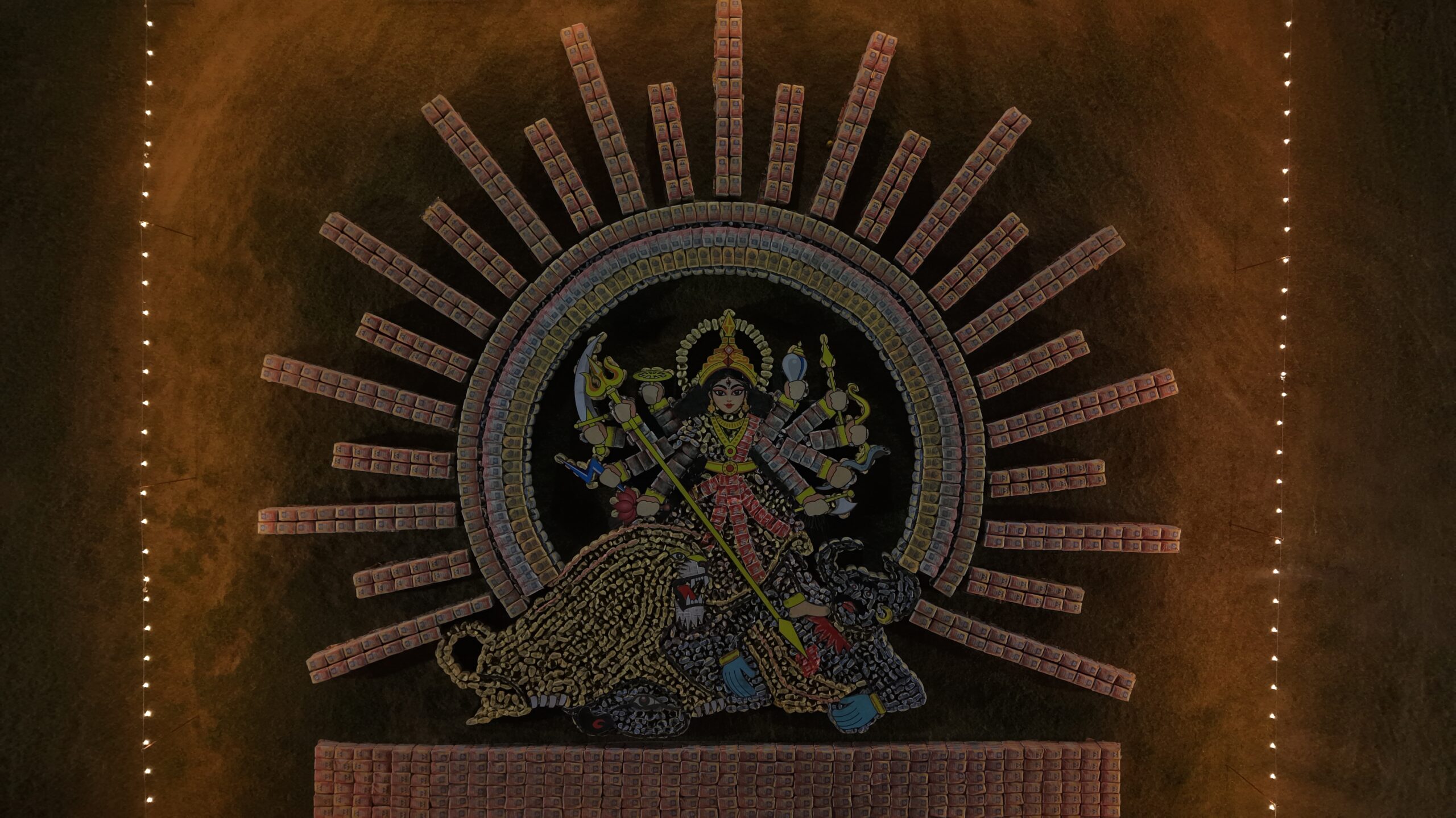Adani Cement creates 70-ft aerial tribute to Maa Durga using 15,000 cement bags