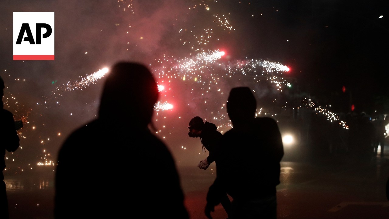 Protesters set off fireworks towards police on 7th day of protests in Albania (Video)