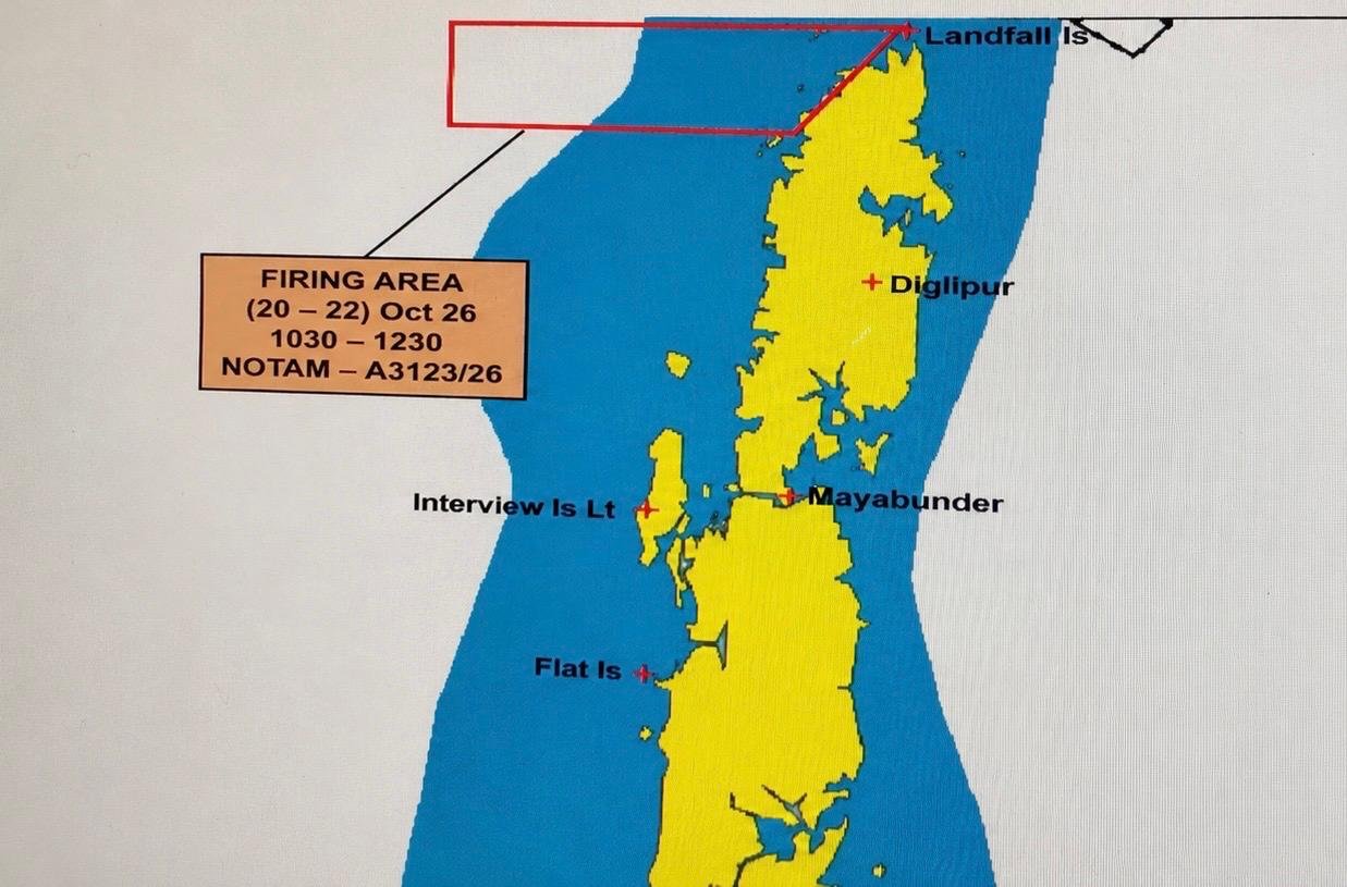 Strategic aerial firing exercise underway in the Andamans