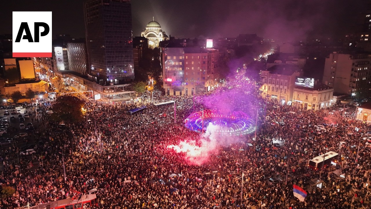 Crowds celebrate in Belgrade after opposition defeats Vucic in Serbia election (Video)