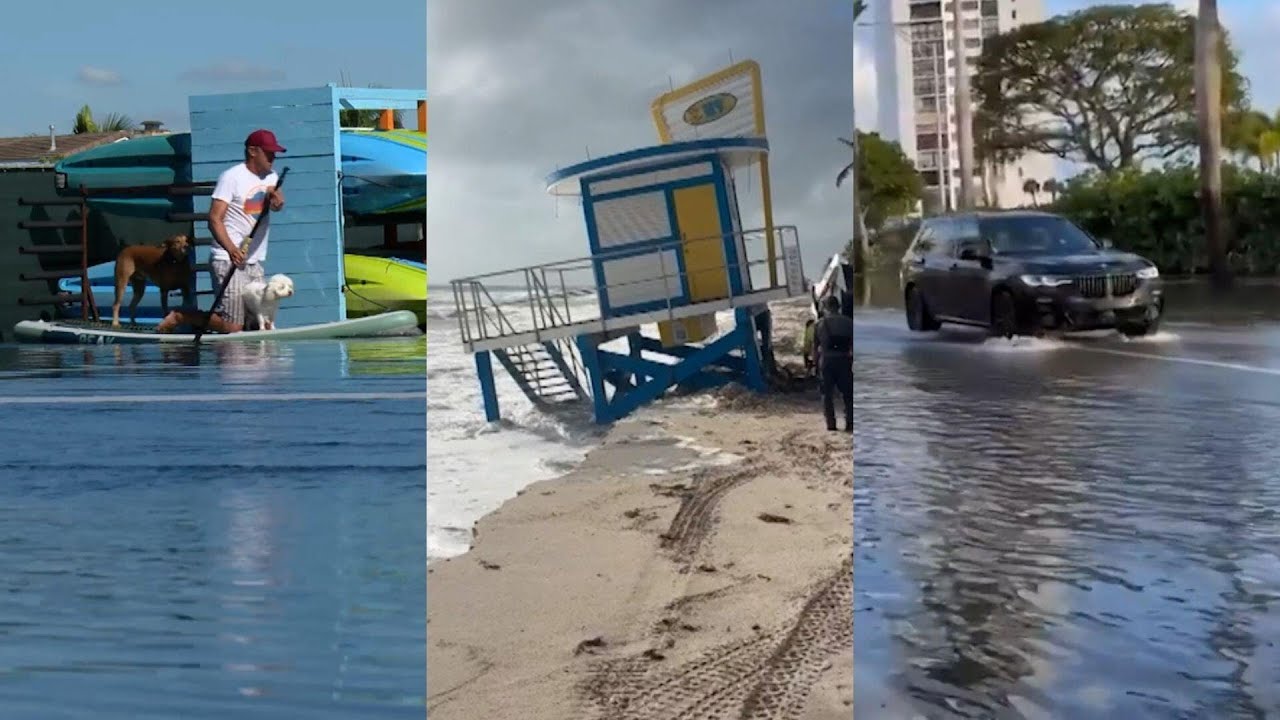 Watch: Footage of king tides seeping into neighborhoods, businesses on both coasts (Video)